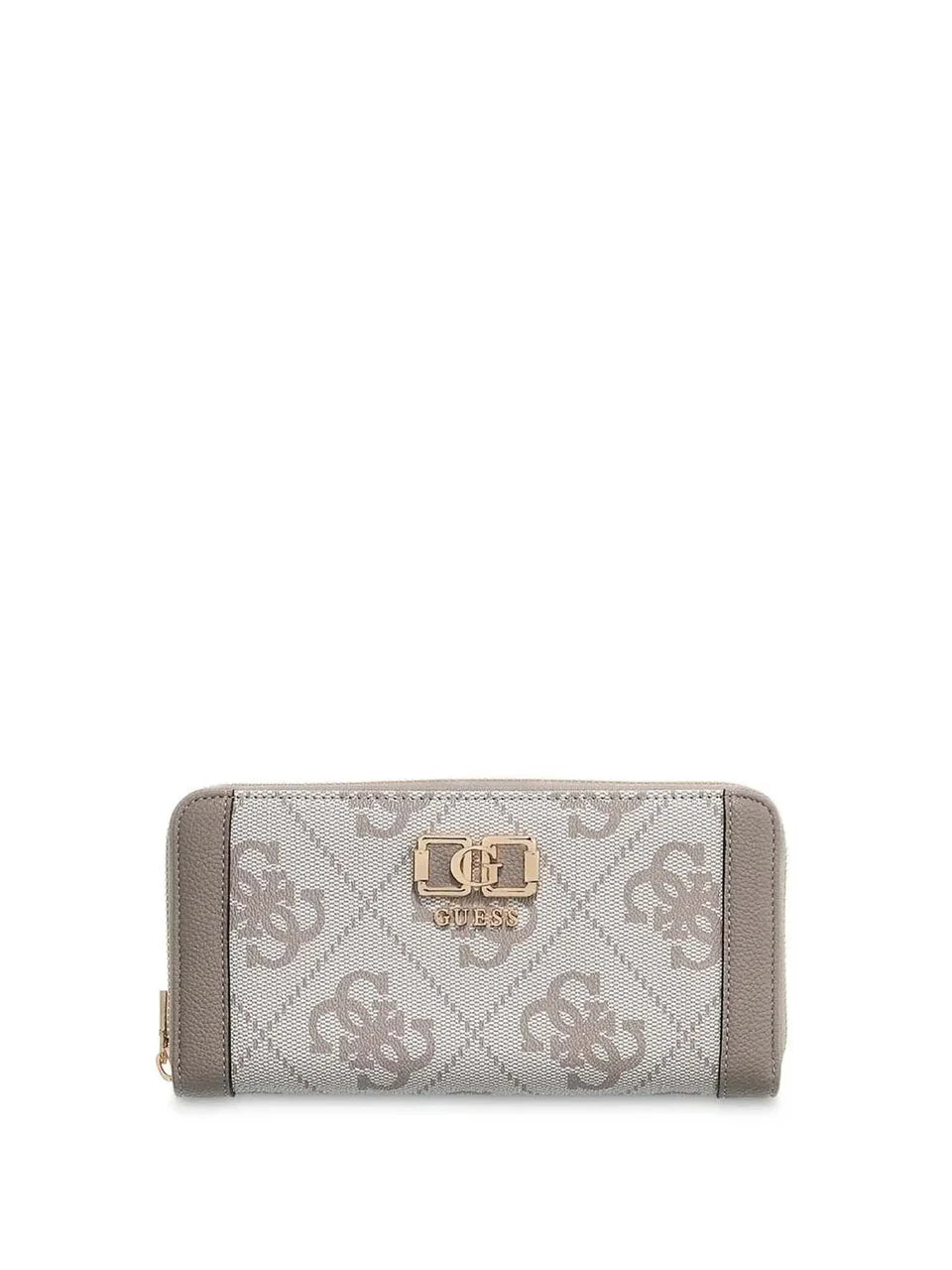 Portafoglio lungo Guess donna logo all over con dettaglio frontale metallico LATTE LOGO/MARRONE TU | Giò Fashion