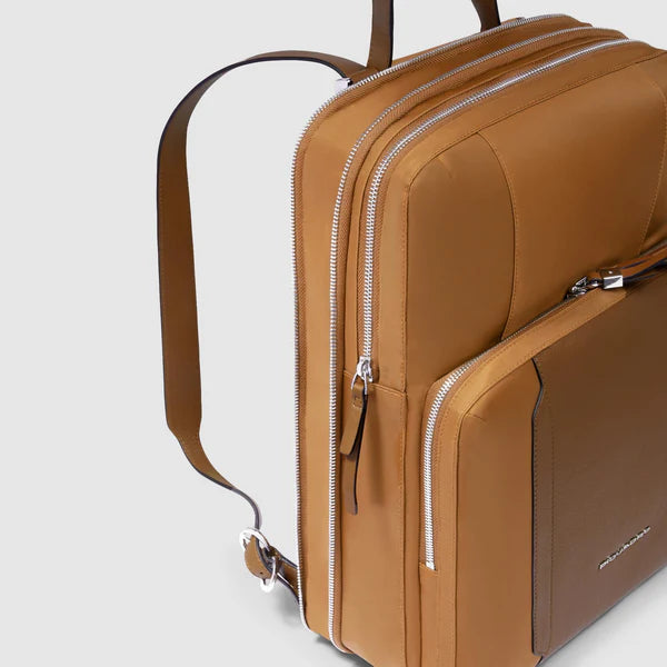 Piquadro zaino espandibile porta PC 15.6" in pelle con protezione antiurto e RFID