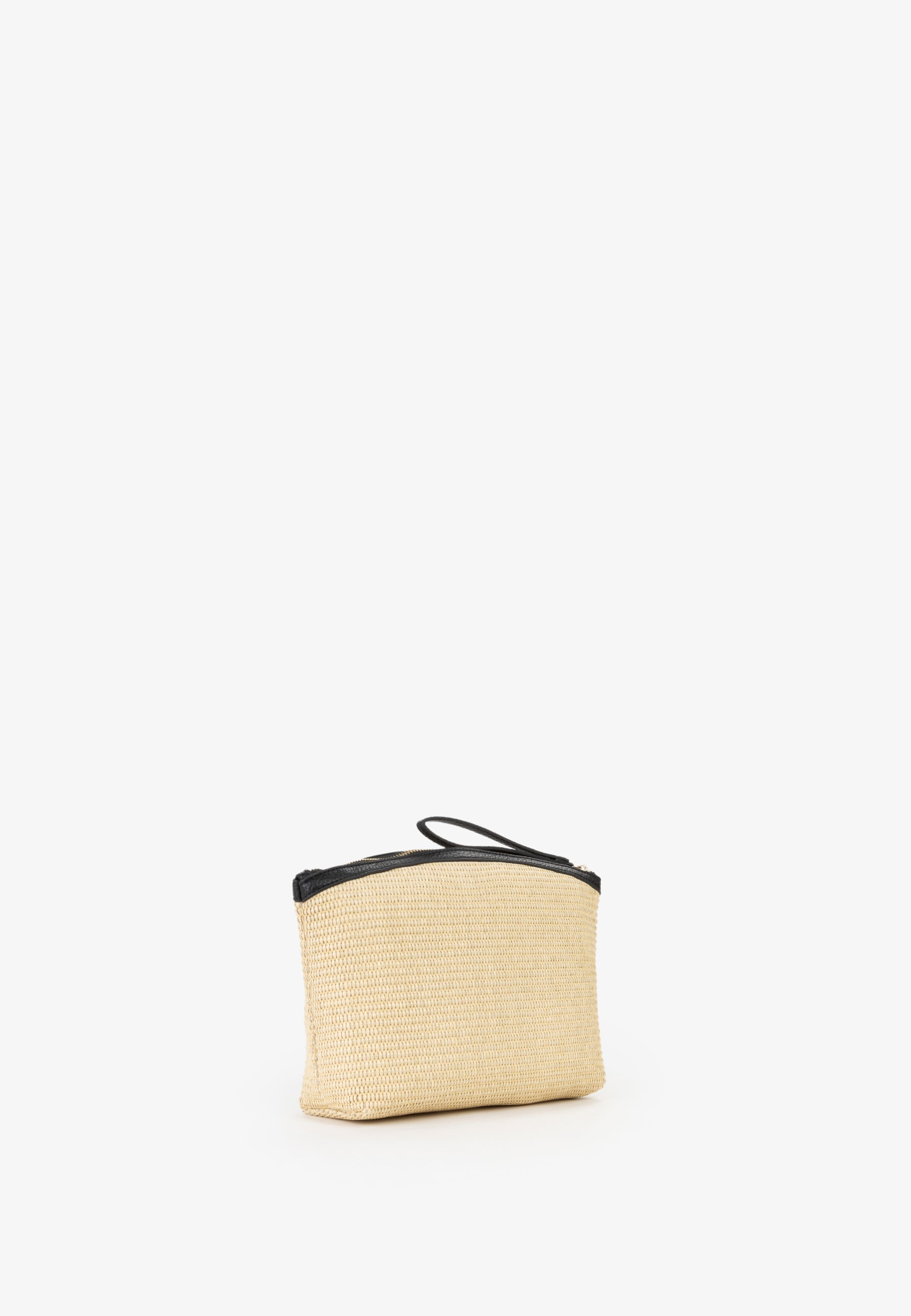 Pochette Mario Valentino in paglia con zip superiore e logo frontale ricamato Nero TU | Giò Fashion