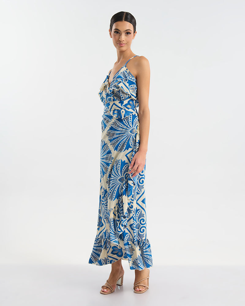 Ble Resort Collection Abito Lungo a Portafoglio con Dettagli