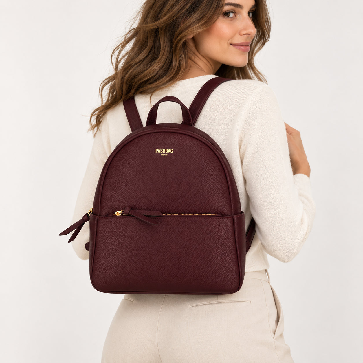 PashBag Zaino Donna Compatto con Tasca Frontale Zip