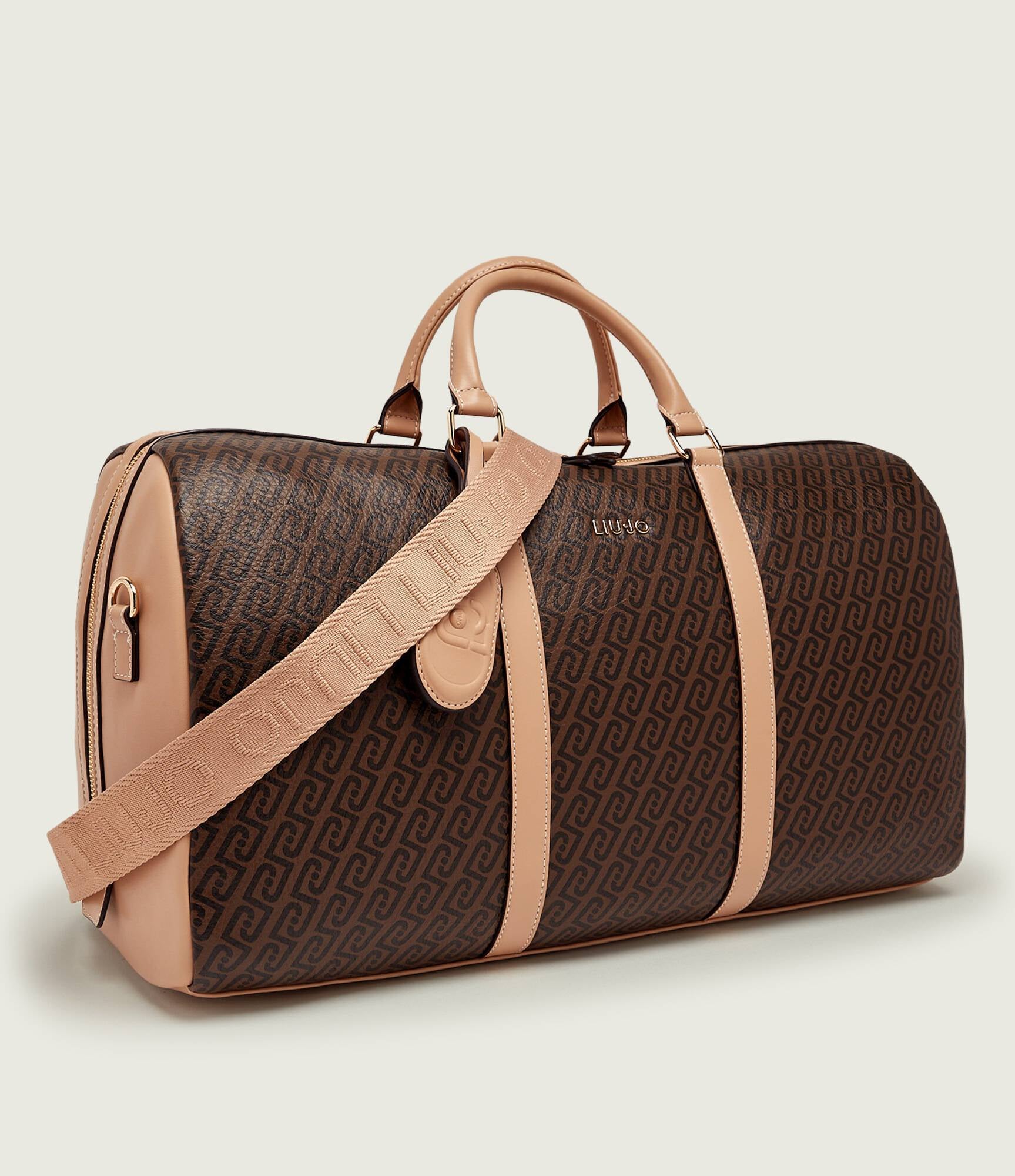 Borsone da Viaggio Liu Jo con Stampa Monogram e Tracolla Regolabile Testa di moro cipria TU | Giò Fashion