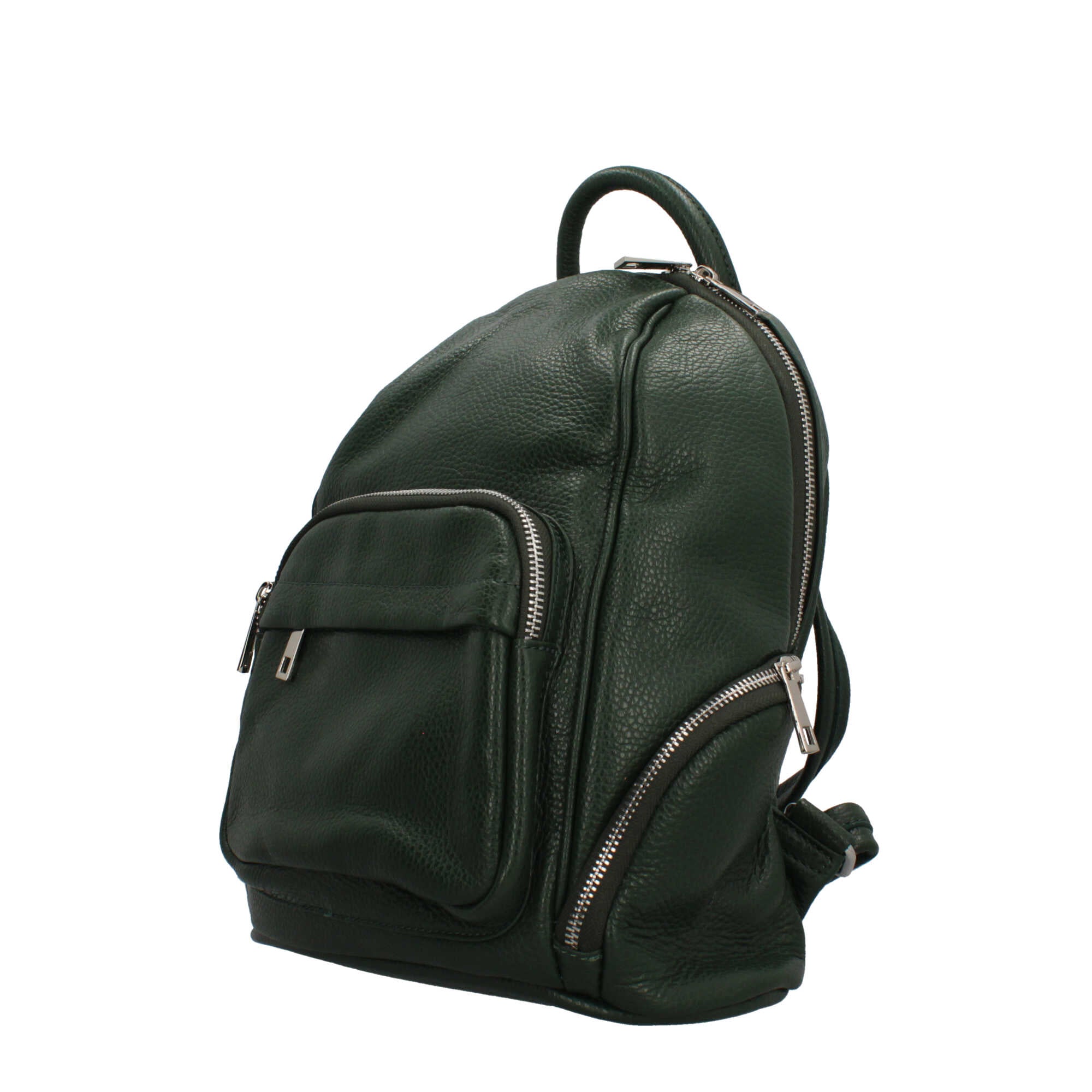 Zaino Made in Italy con tasca frontale e zip laterali VERDE TU | Giò Fashion