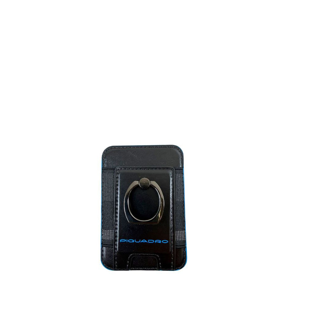 Piquadro Portacarte di Credito MagSafe in Pelle Blue Square Nero