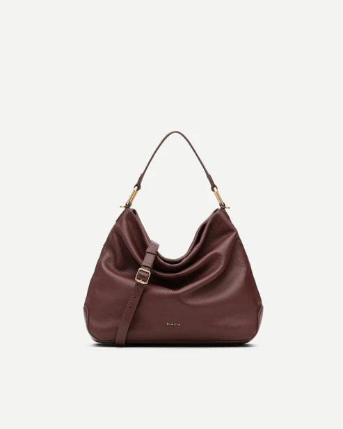 Borsa hobo Biasia in pelle con doppio manico e tracolla regolabile BORDEAUX TU | Giò Fashion