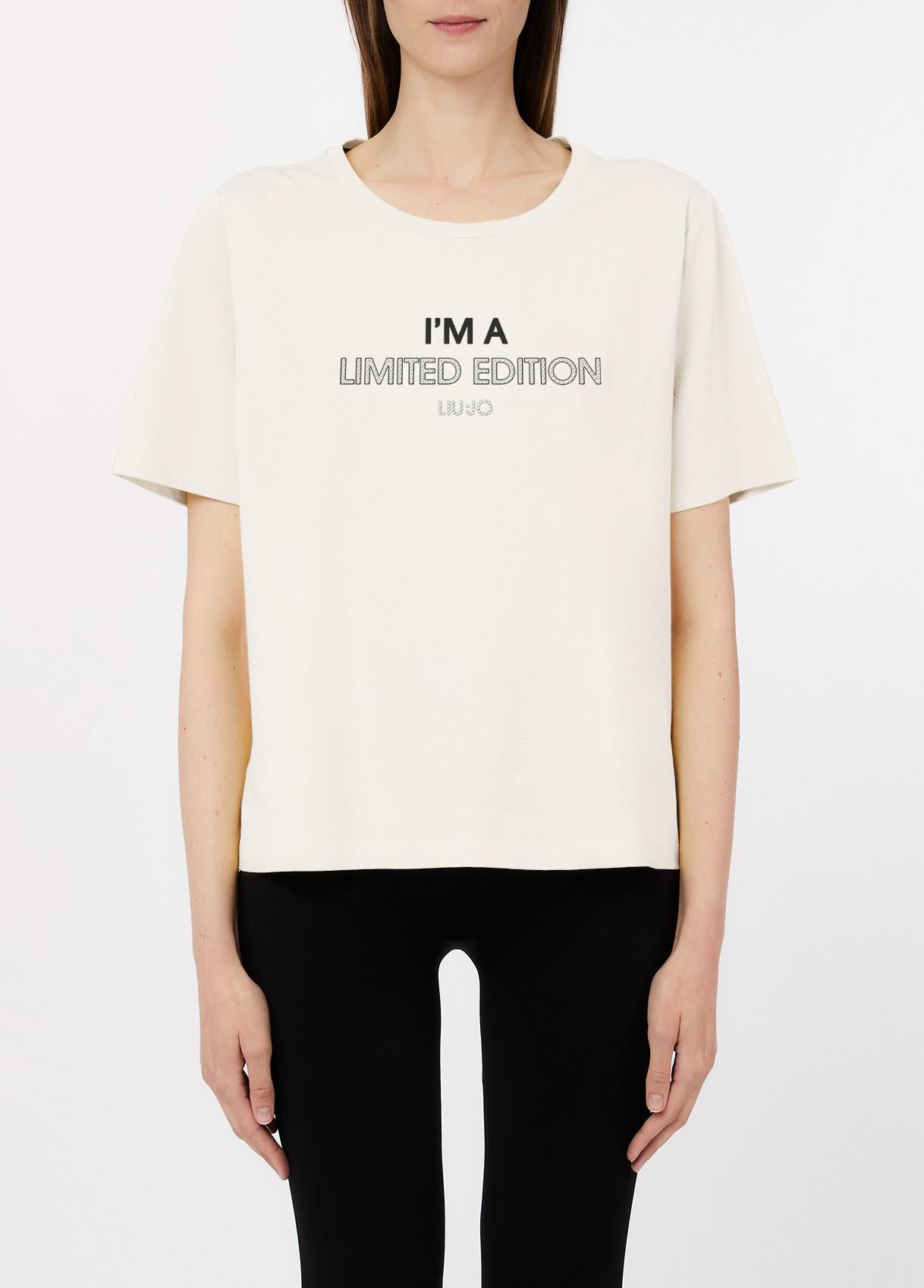 T shirt Liu Jo donna con scritta frontale Limited Edition Bianca XS | Giò Fashion