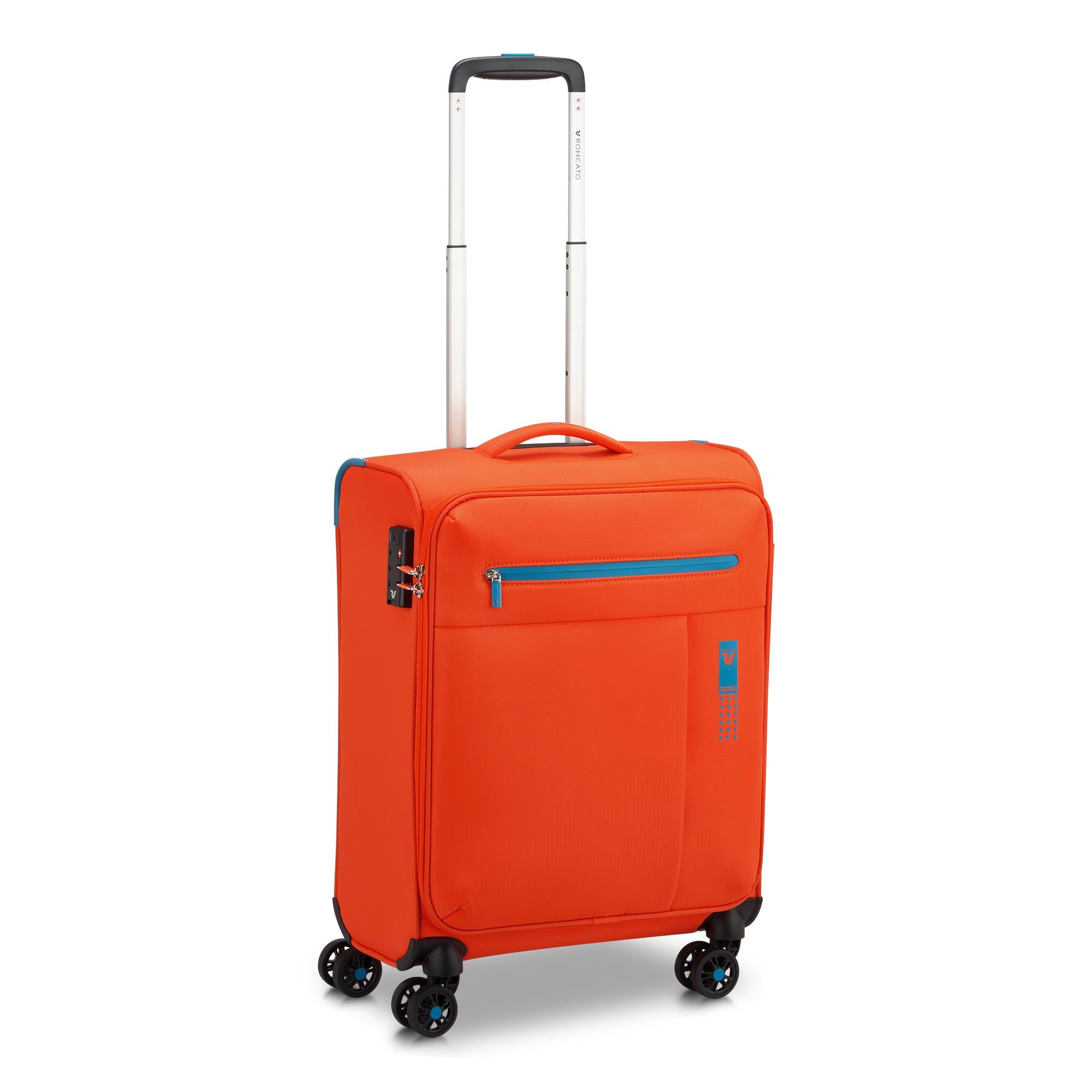 Trolley Roncato morbido con 4 ruote e chiusura TSA per viaggi pratici Arancione TU | Giò Fashion