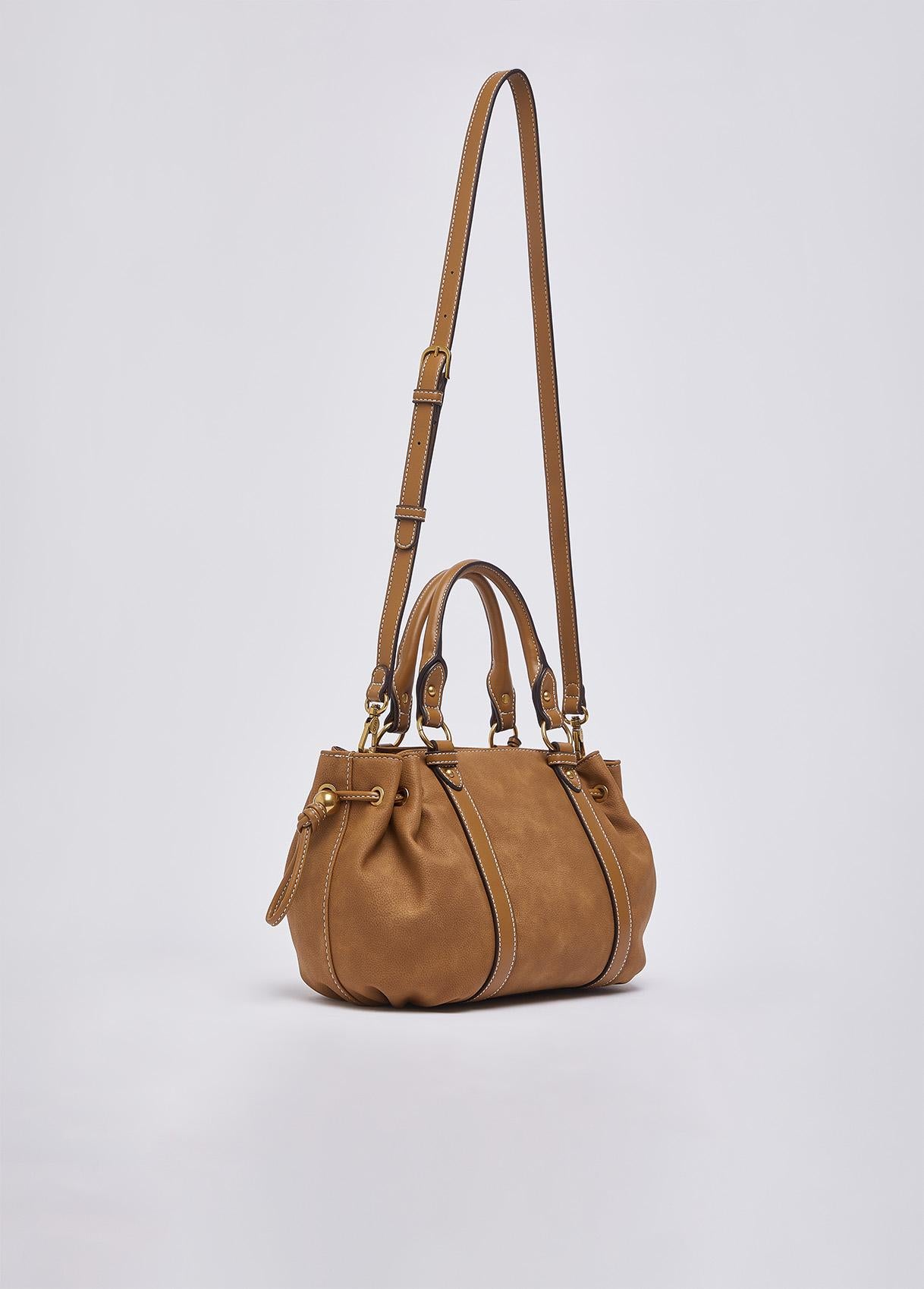 Borsa a mano Liu Jo con coulisse laterale e charm logato Cammello TU | Giò Fashion