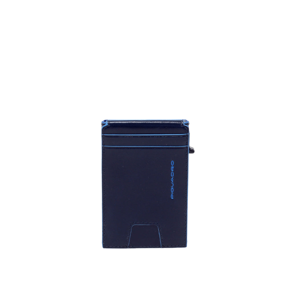 Porta carte compatto Piquadro in pelle con protezione RFID BLU TU | Giò Fashion