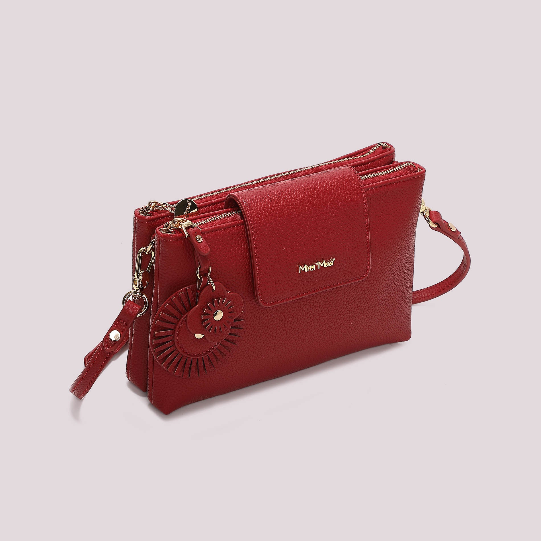 Borsa a tracolla donna rossa Mimi Mua con patta e charm floreale Rosso TU | Giò Fashion