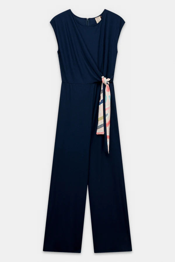 Anekke tuta donna elegante con nodo laterale e design fluido Blu S/M | Giò Fashion