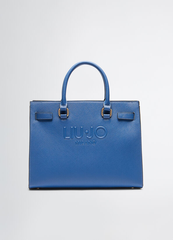 Borsa Liu Jo a mano con logo in rilievo BLU TU | Giò Fashion