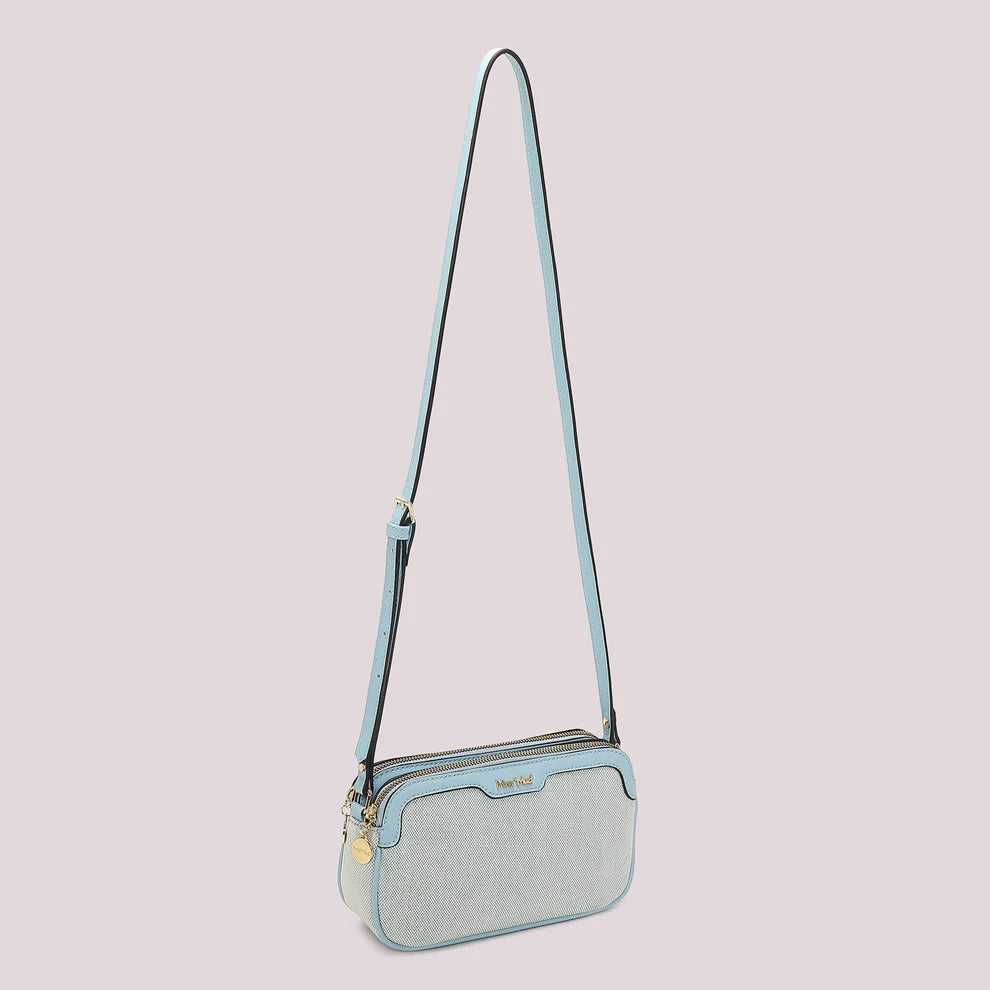 Borsa a Tracolla Donna Mimi Mua Compatta con Chiusura Zip CELESTE TU | Giò Fashion