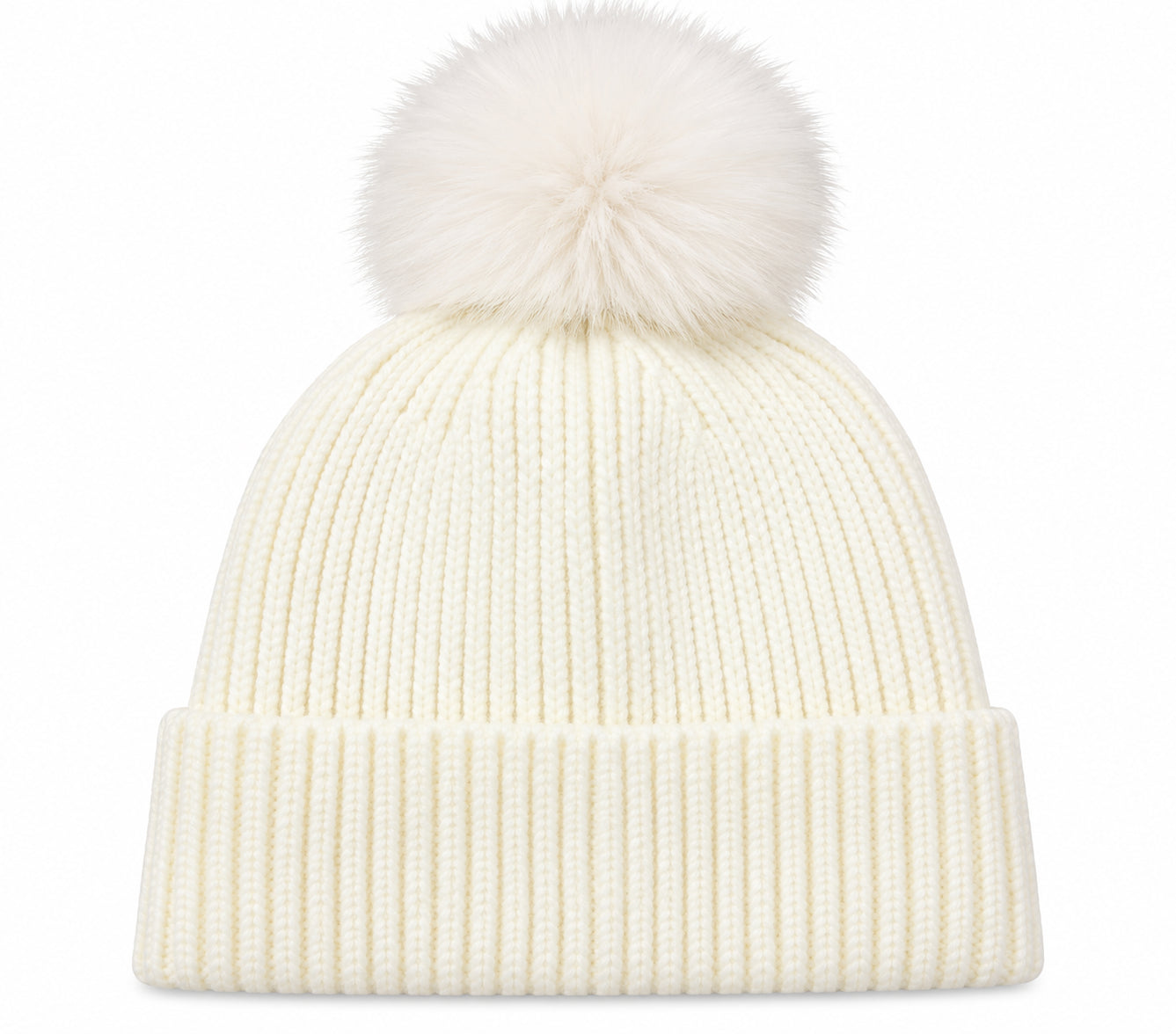 Cappello in Maglia a Coste con Pompon e Logo Frontale