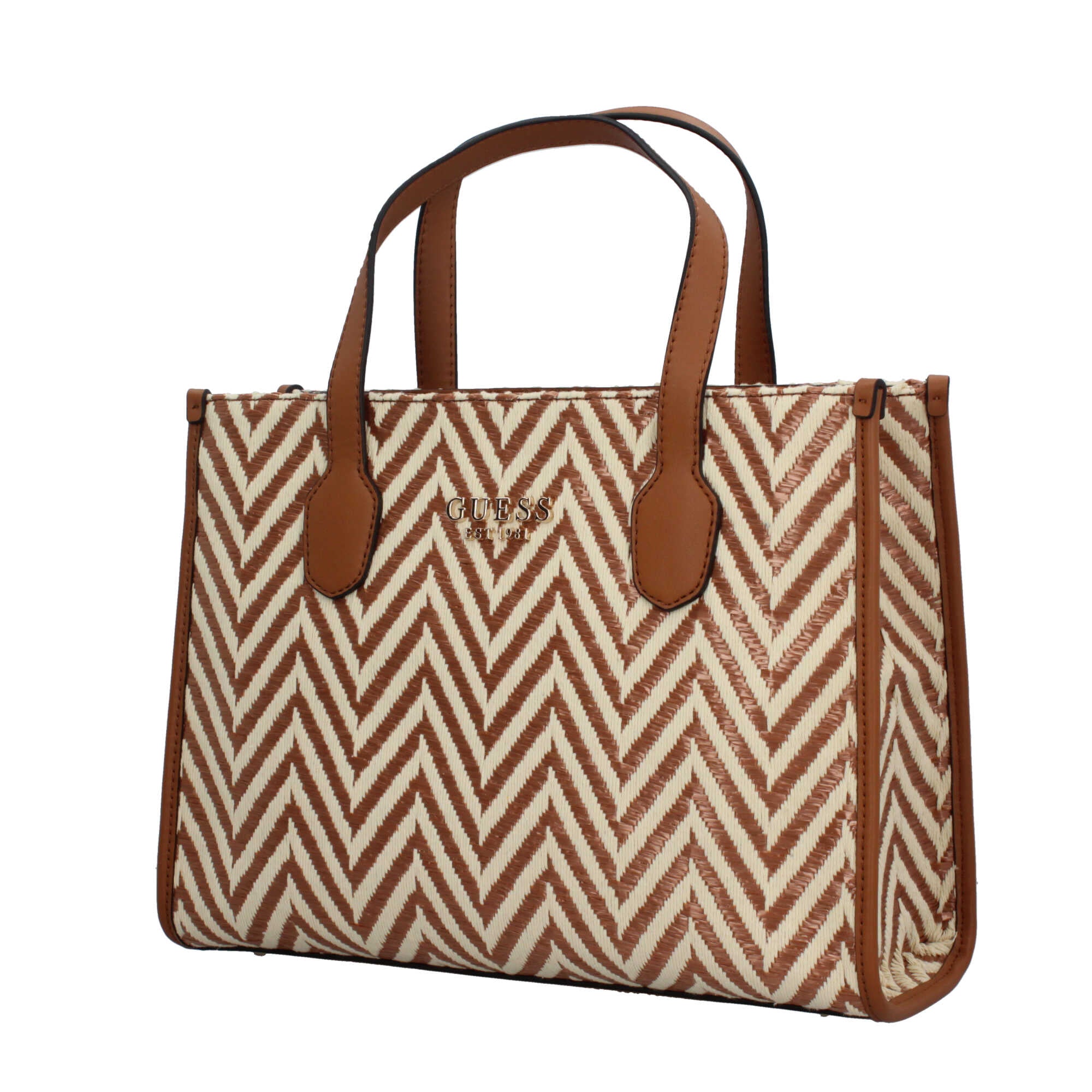 Borsa a Mano Guess con Motivo Chevron e Logo