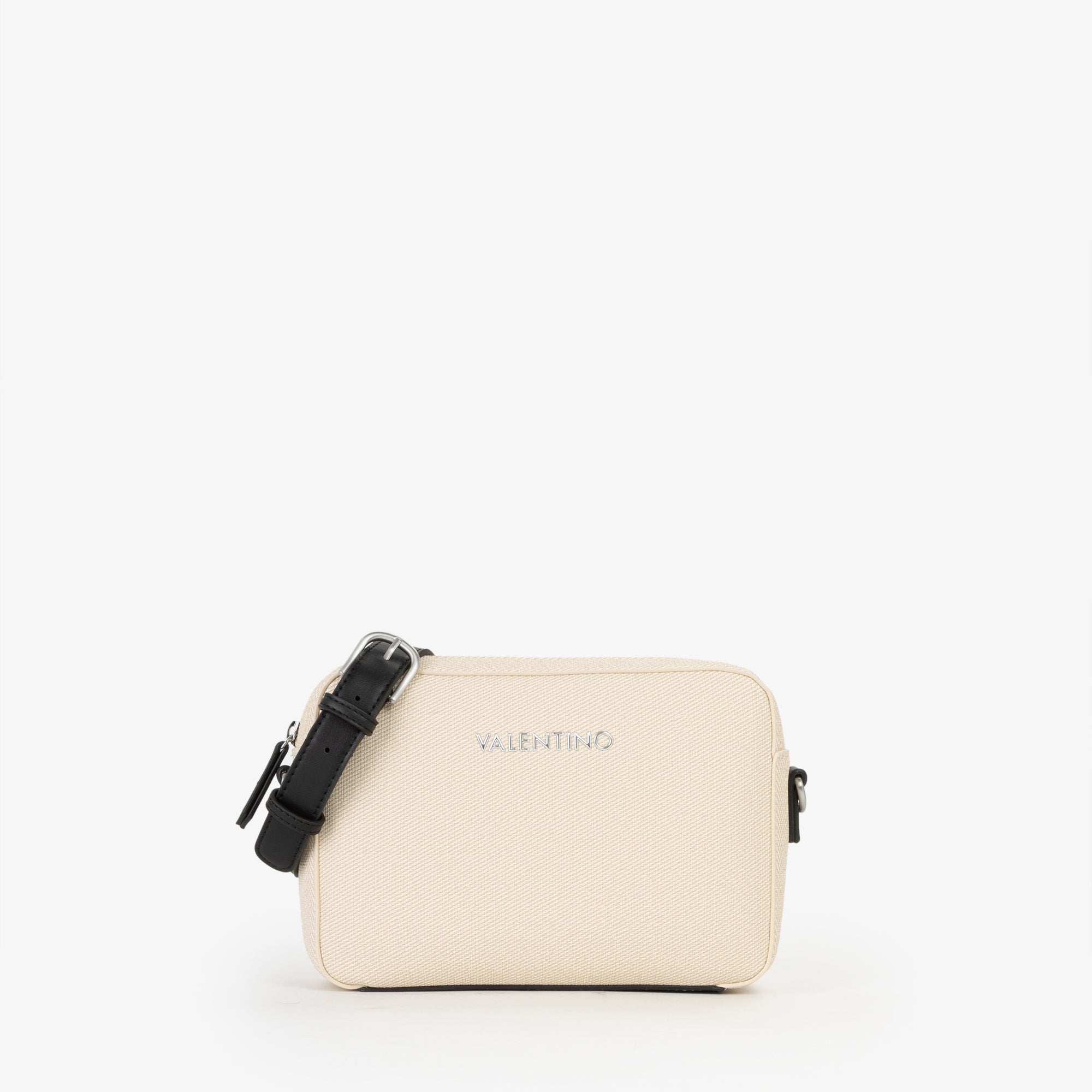 Borsa a tracolla Mario Valentino compatta in tessuto con chiusura zip e design essenziale Nero TU | Giò Fashion