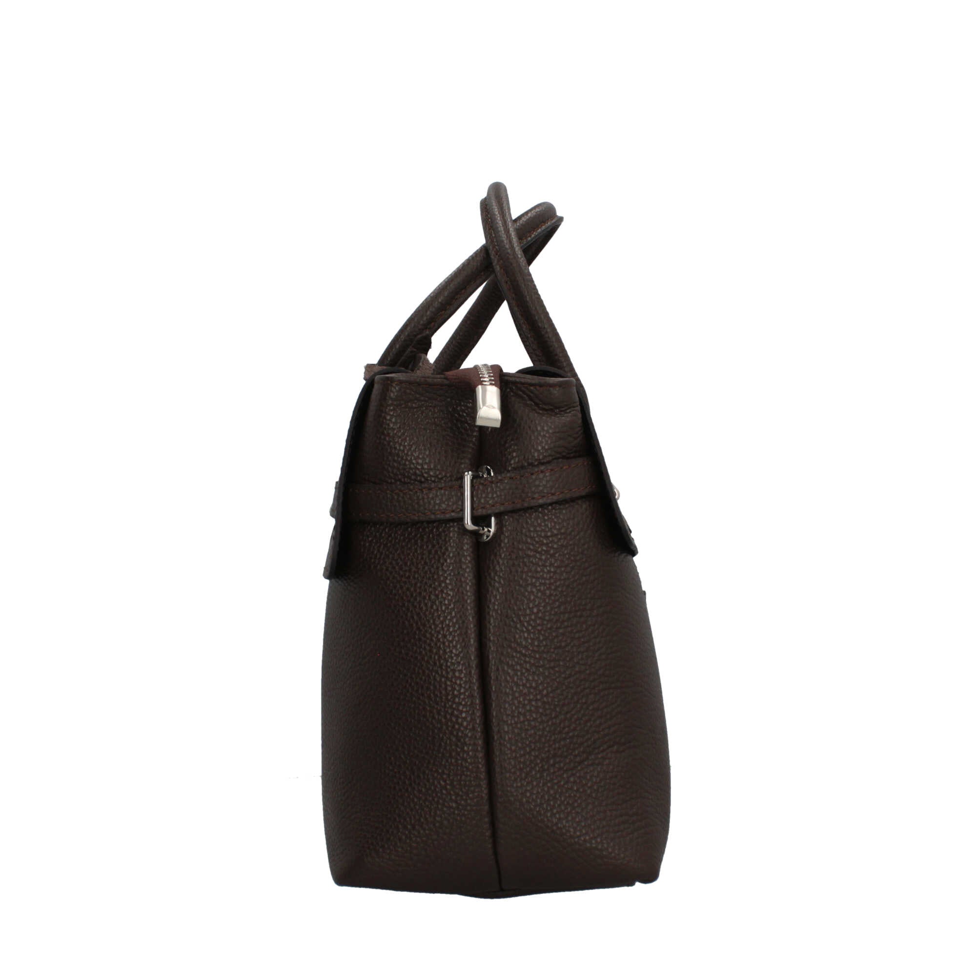 Borsa Made in Italy con manici rigidi e chiusura con dettaglio metallico Marrone TU | Giò Fashion