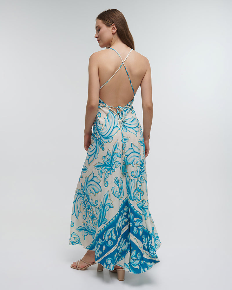 Ble Resort Collection Abito Lungo con Schiena Scoperta con Dettagli