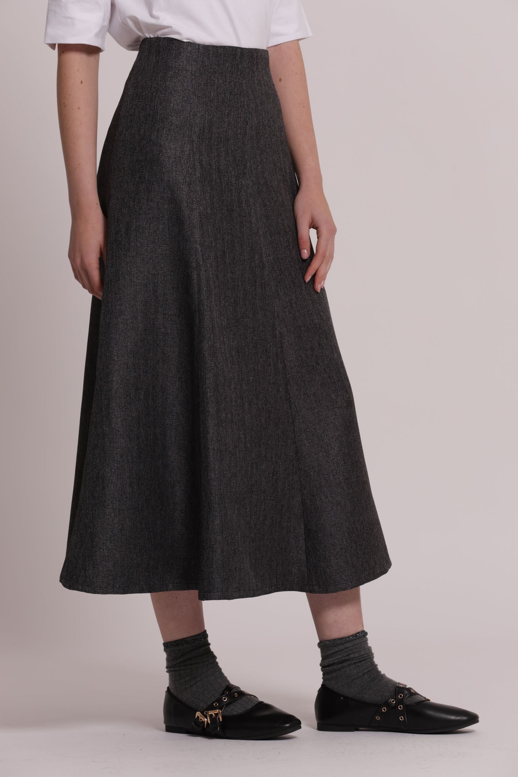 Gonna Midi Donna Mimi Mua con Zip sul Retro