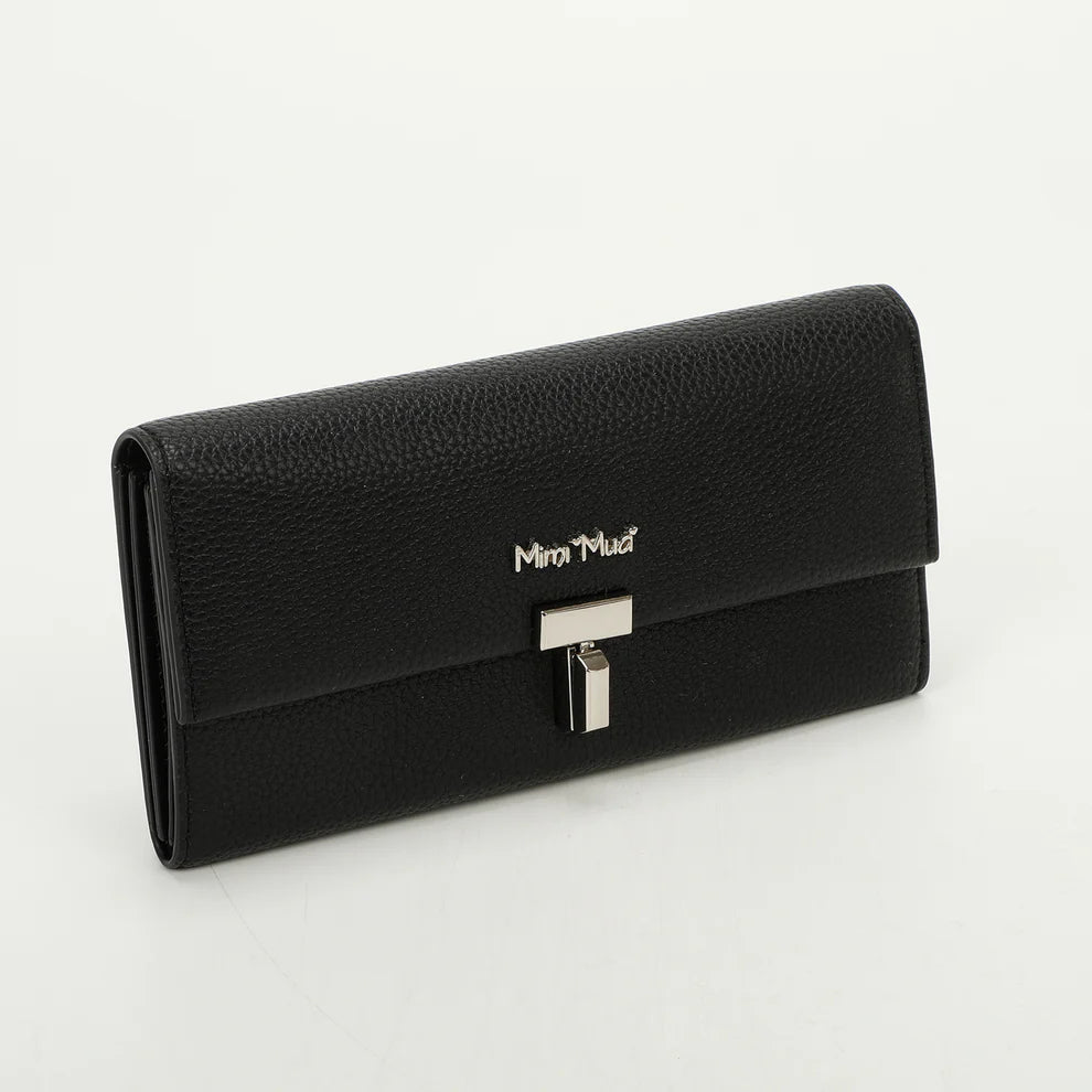 Portafoglio grande Mimi Mua' con chiusura a clip elegante NERO TU | Giò Fashion