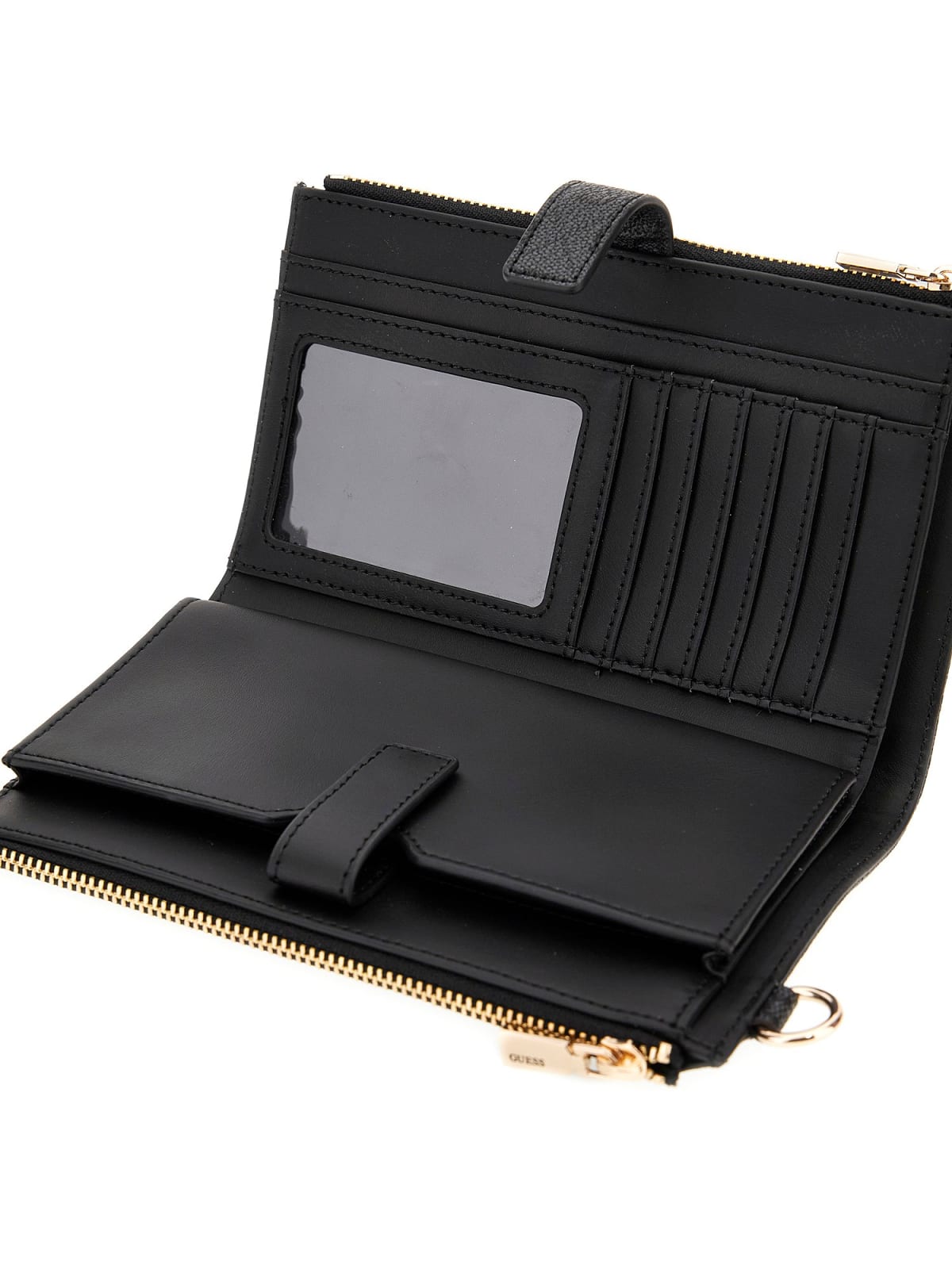 Portafogli Guess Laurel II double zip organizer logo NERO LOGO TU | Giò Fashion