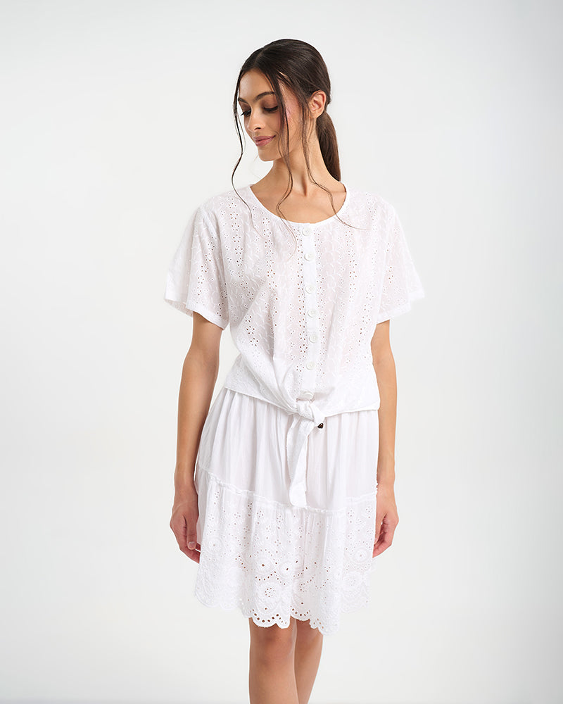 Ble Resort Collection Top a Maniche Corte con Bottoni
