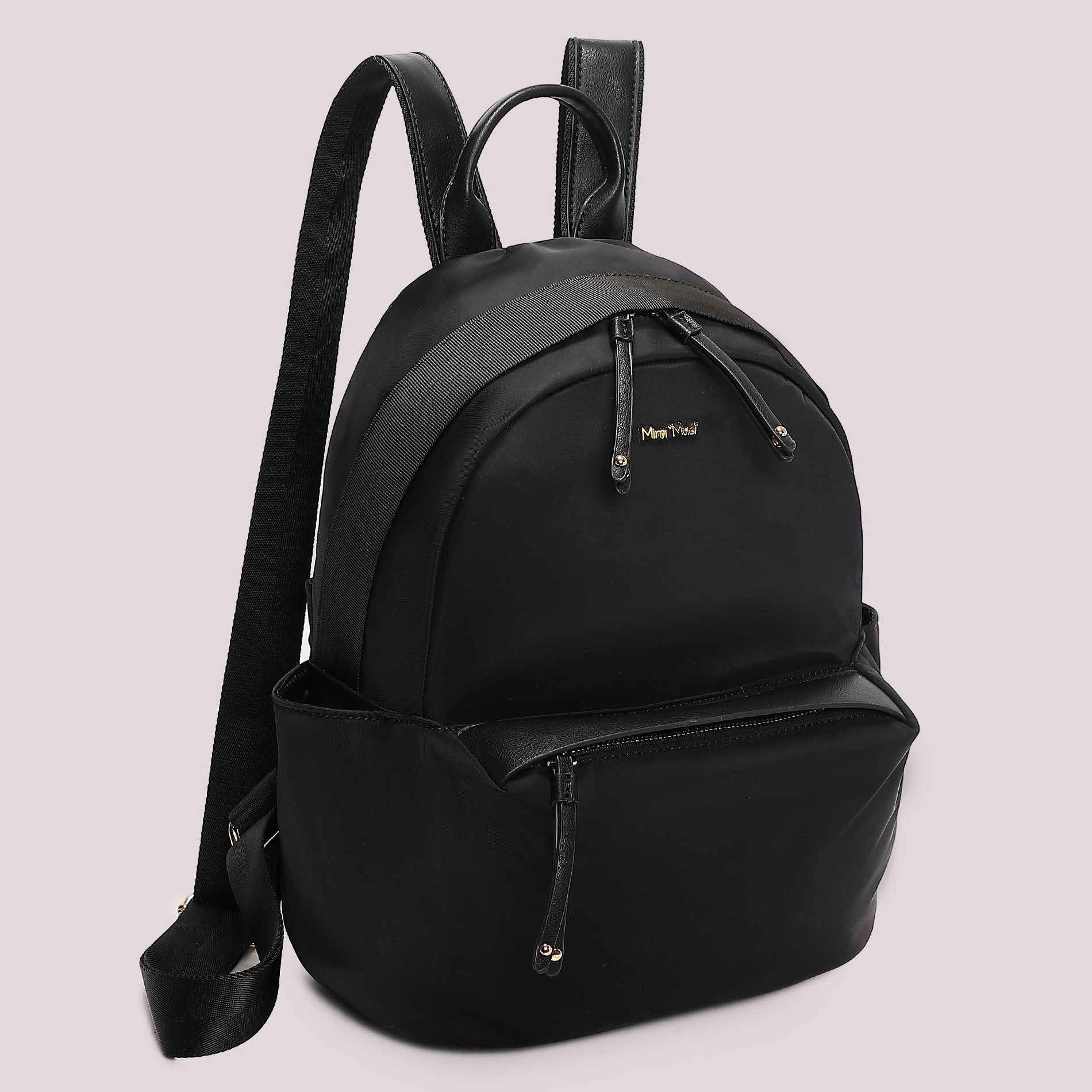 Zaino donna Mimi Mua elegante con tasca frontale e chiusura zip Nero TU | Giò Fashion