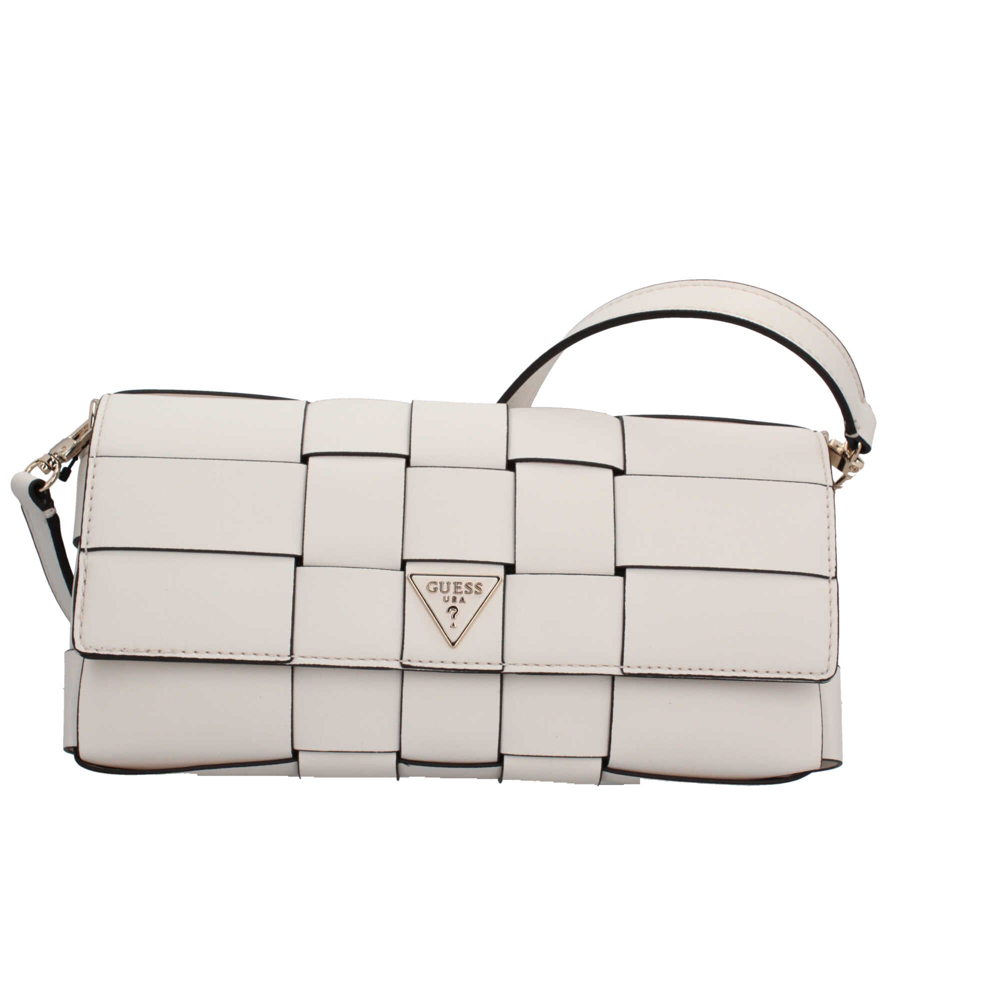 Borsa a spalla Guess intrecciata con logo frontale Beige TU | Giò Fashion