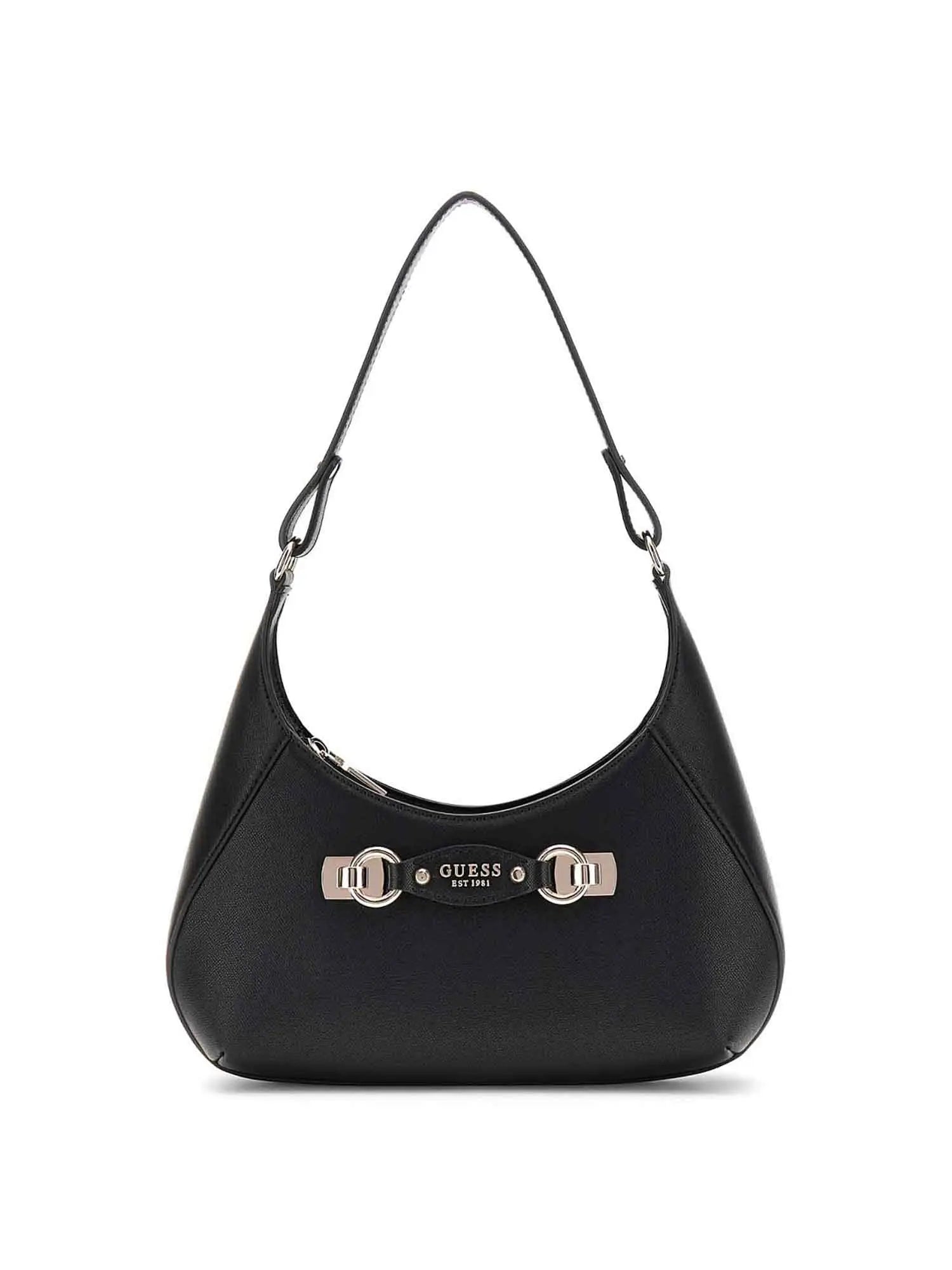 Borsa Guess a spalla da donna con dettagli metallici NERO TU | Giò Fashion