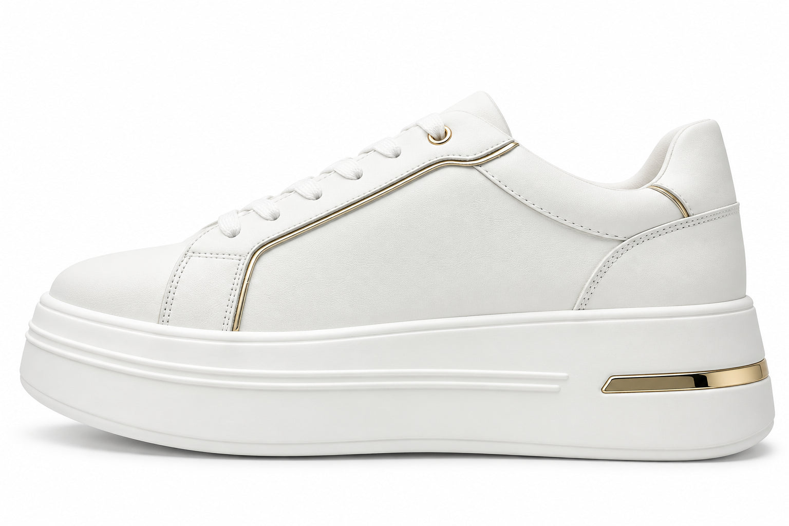 Sneakers Donna Ynot? Bianche Platform con Dettagli Dorati