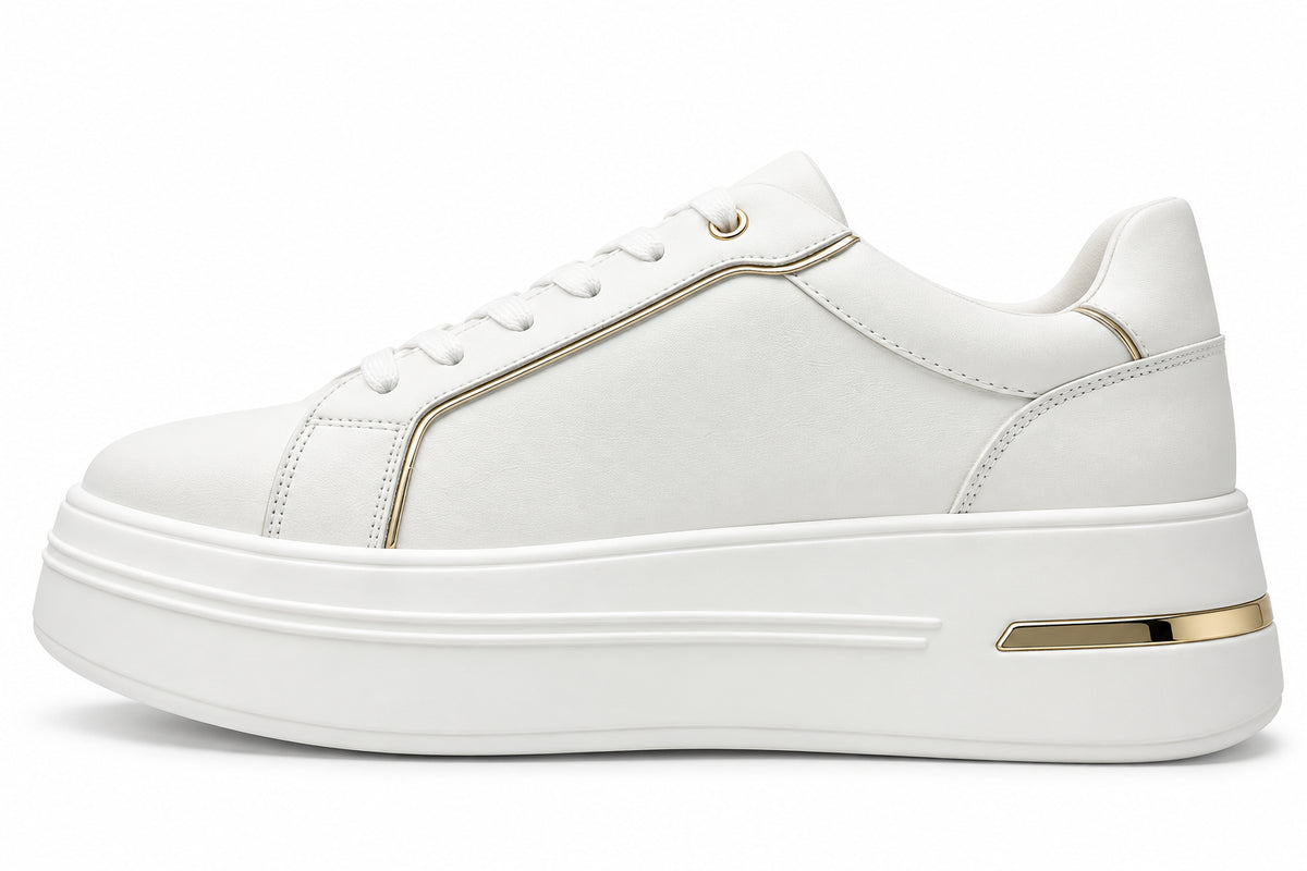 Sneakers Donna Ynot? Bianche Platform con Dettagli Dorati