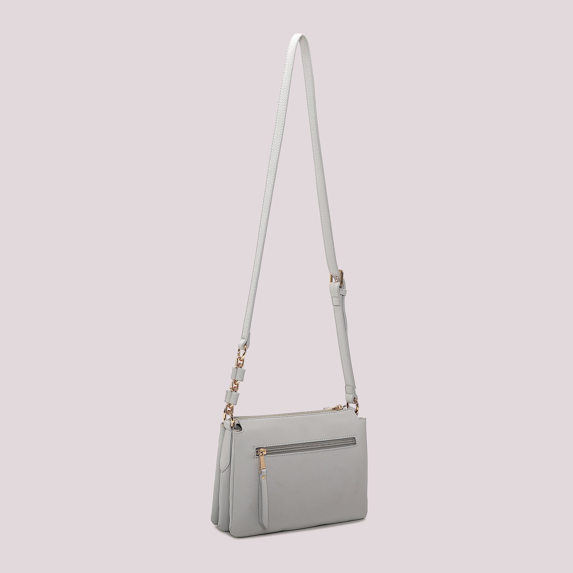 Borsa tracolla Mimi Mua minimal con zip e dettaglio catena Blu TU | Giò Fashion