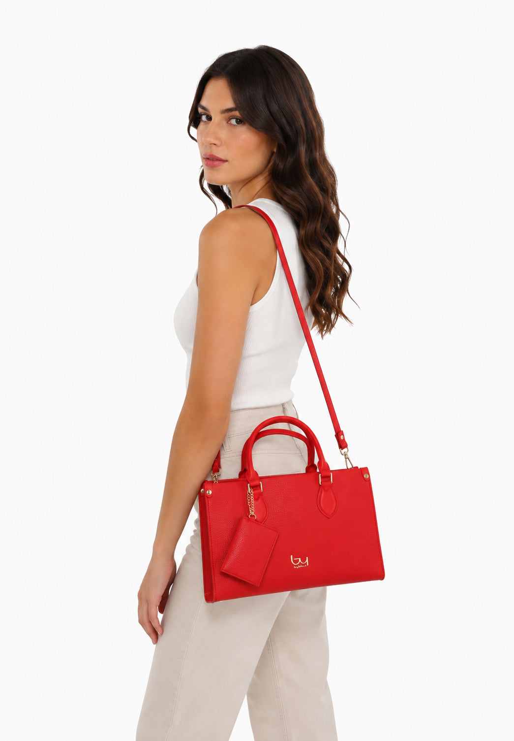 Borsa a mano Byblos donna compatta con tracolla regolabile e accessorio coordinato