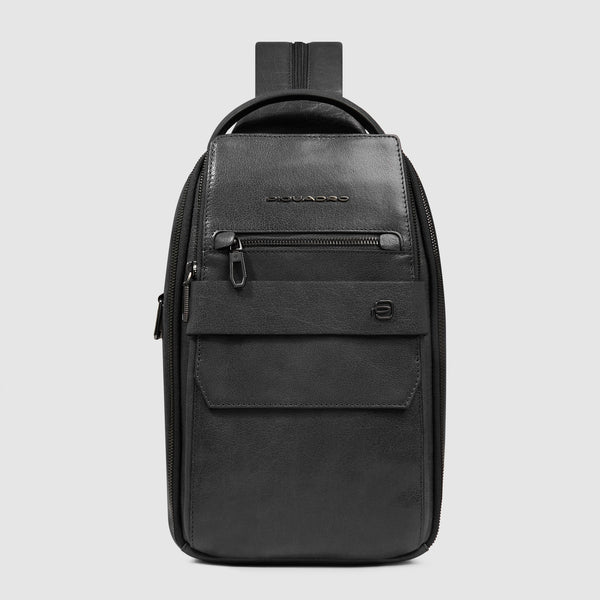 Piquadro zaino monospalla uomo in pelle compatto e funzionale NERO TU | Giò Fashion