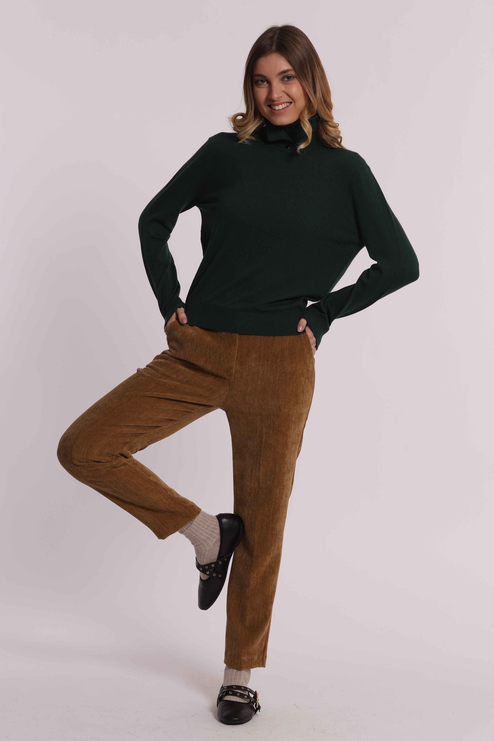Pantaloni Donna in Velluto a Coste Taglio Dritto Mimi Mua