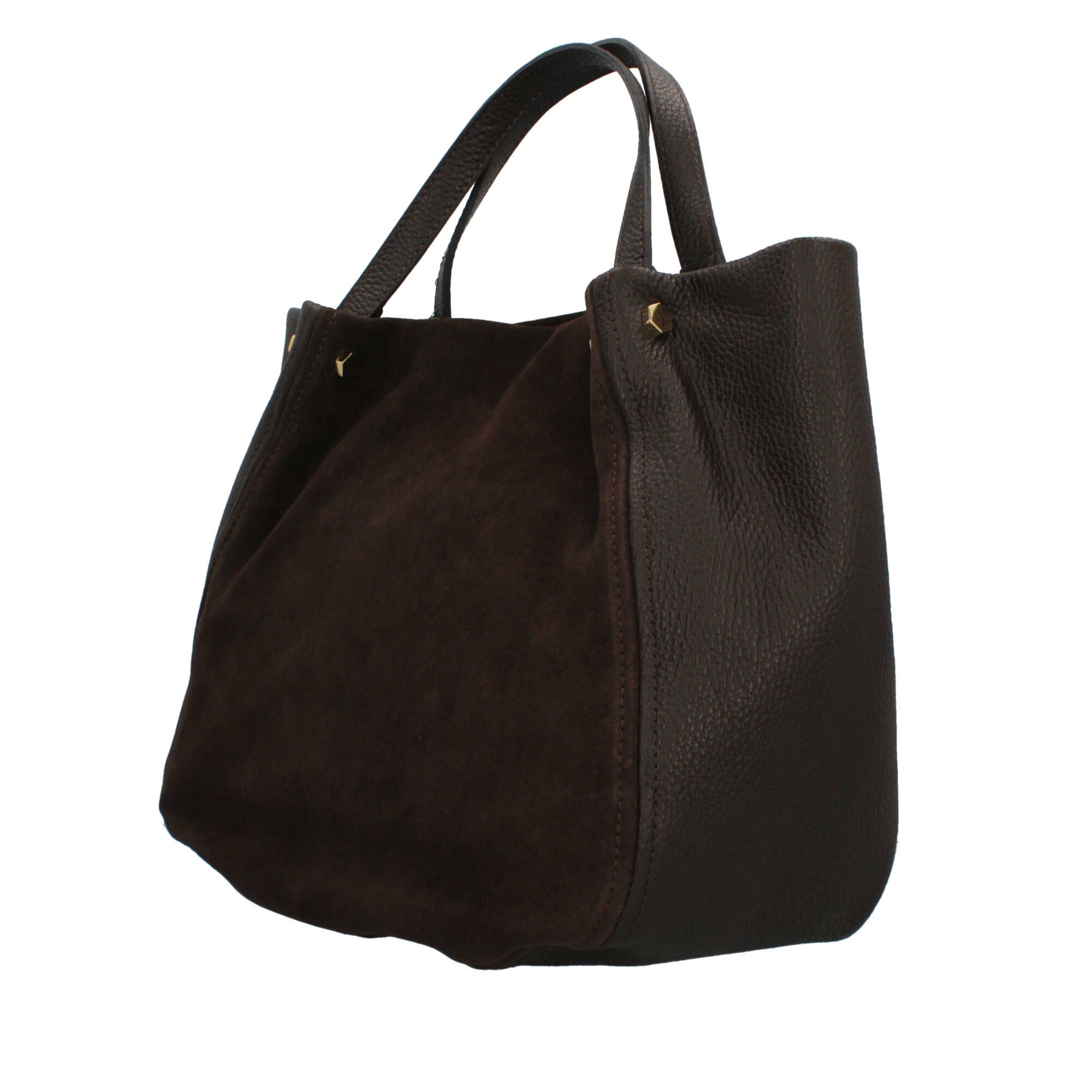 Borsa a mano Made in Italy in pelle e suede con tracolla rimovibile