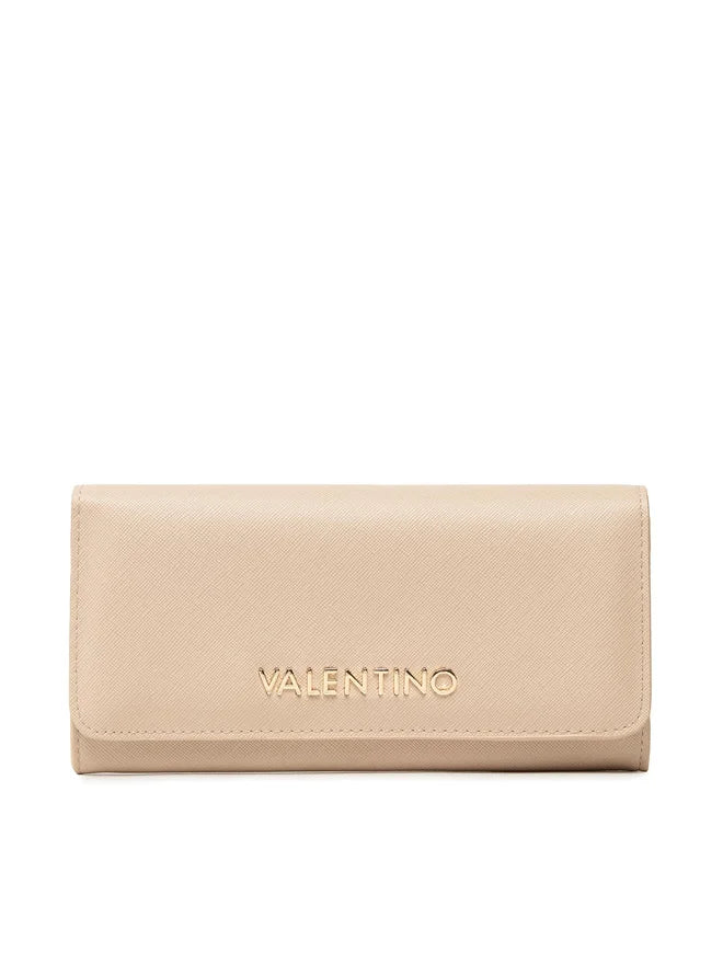 Valentino portafoglio donna elegante con chiusura a patta e logo frontale Beige TU | Giò Fashion