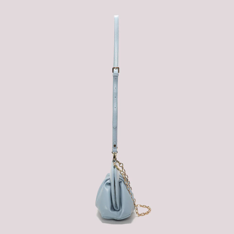 Borsa a Tracolla Donna Mimi Mua con Catena Design Morbido Elegante CELESTE TU | Giò Fashion