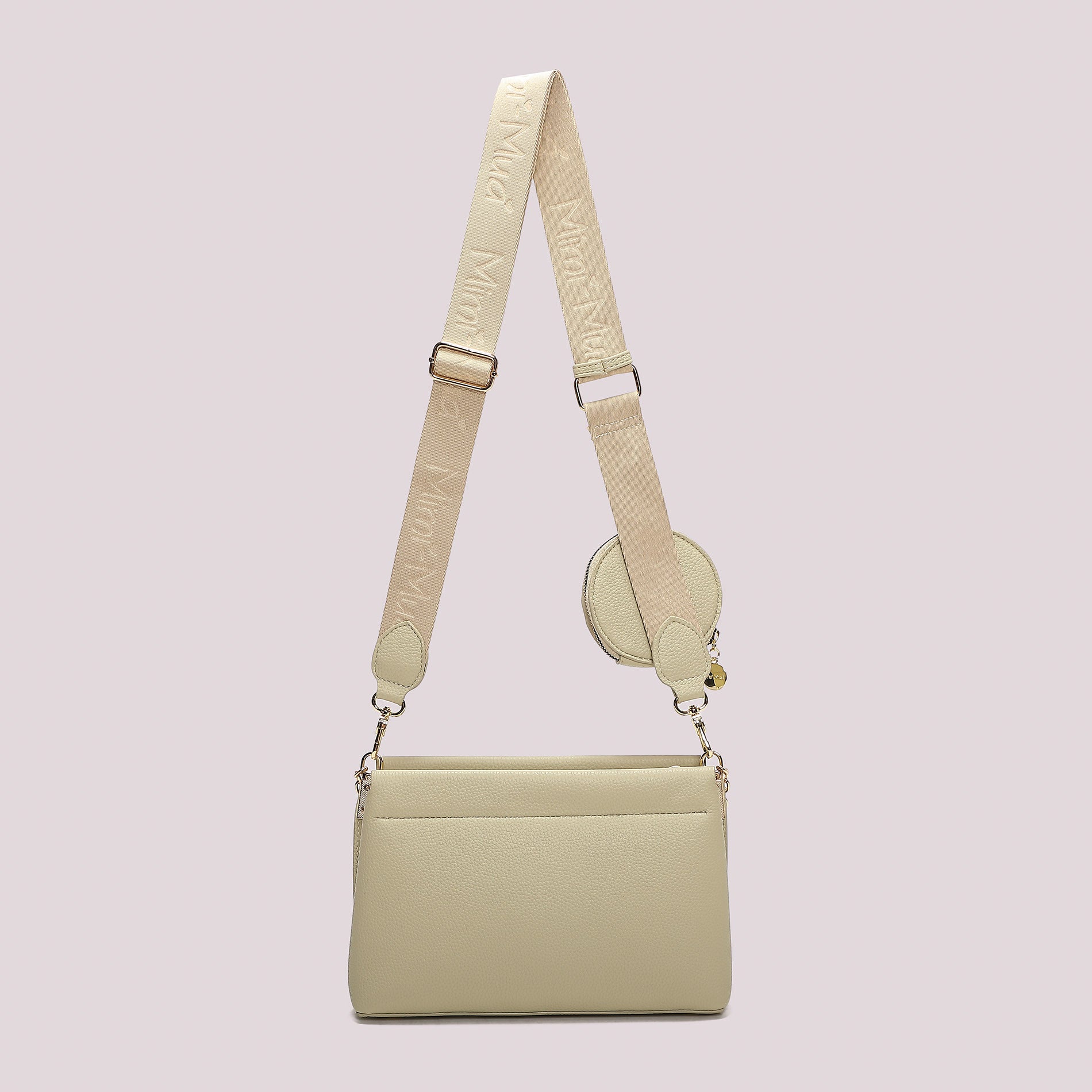 Mimi Mua borsa a tracolla con logo inciso e pouch coordinata VERDE TU | Giò Fashion