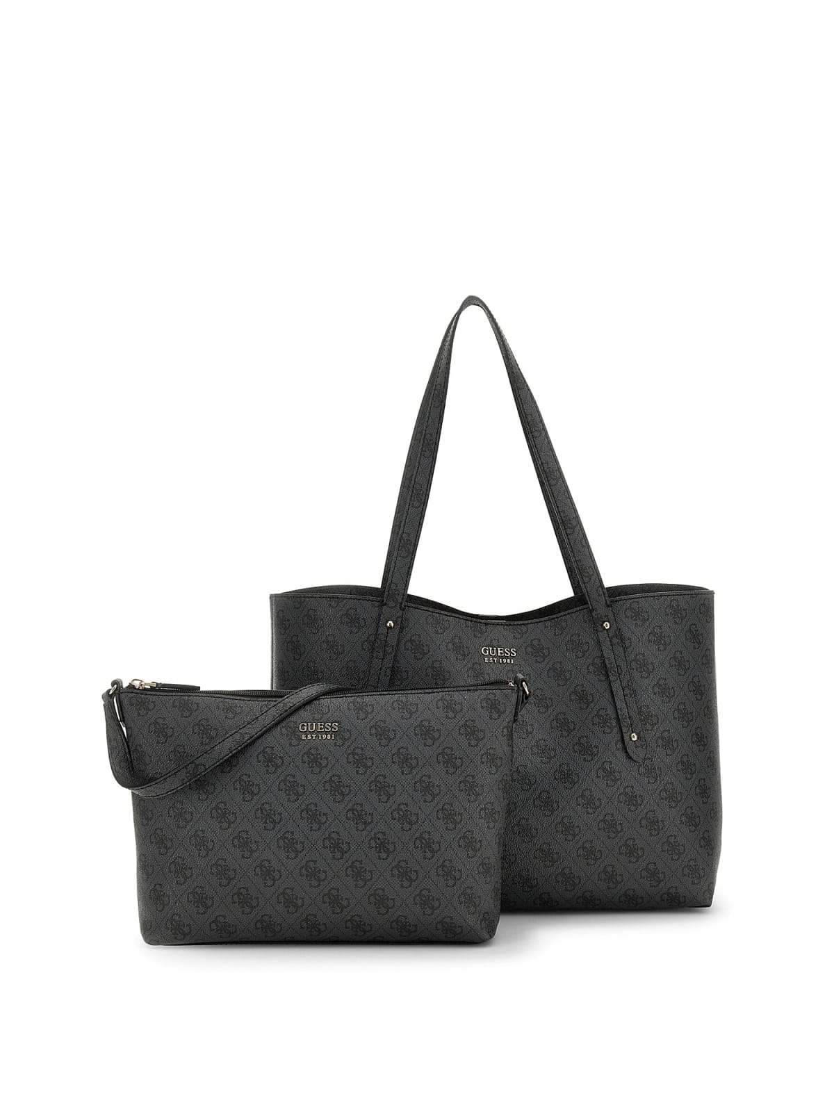 Borsa shopping Guess donna logo all over con pochette coordinata removibile