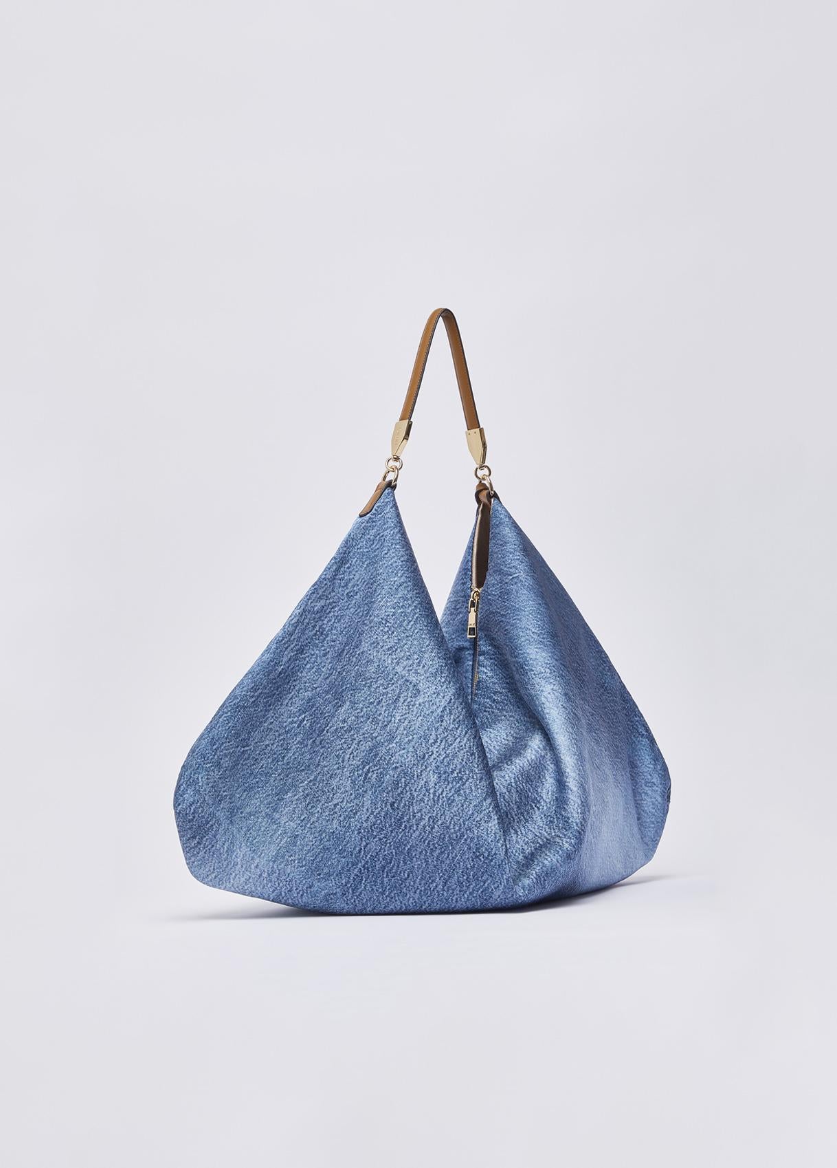Borsa a spalla Liu Jo grande morbida con chiusura zip e manico regolabile Denim TU | Giò Fashion