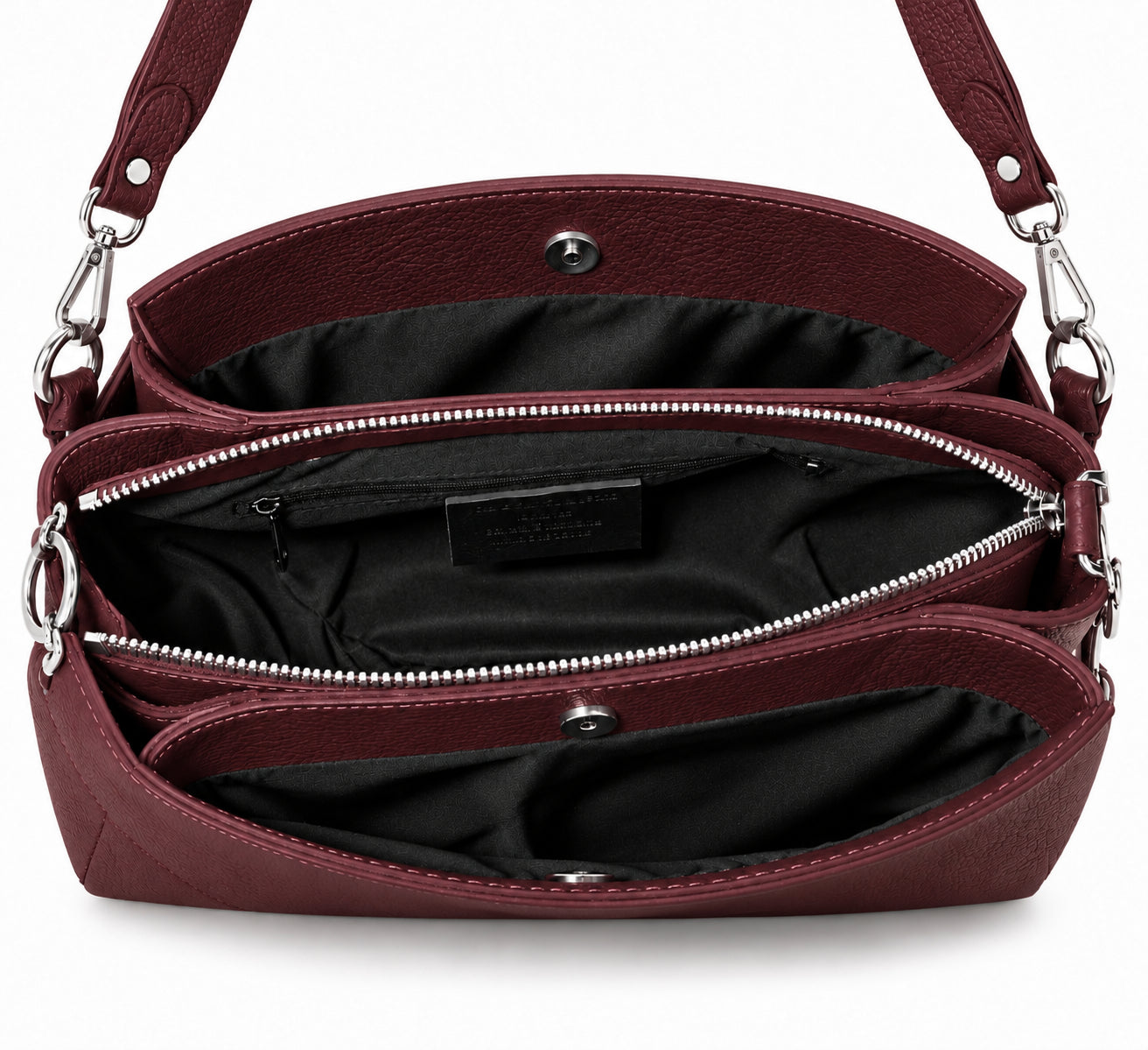 Borsa Donna a Spalla Elegante con Tracolla Removibile e Finitura Martellata