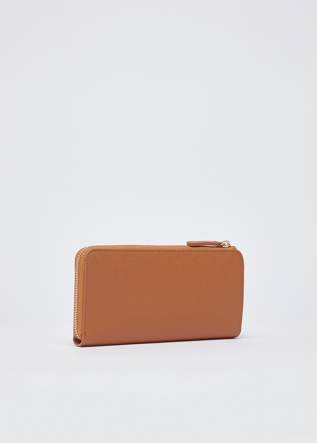 Portafoglio Liu Jo zip around grande effetto saffiano elegante donna Marrone TU | Giò Fashion