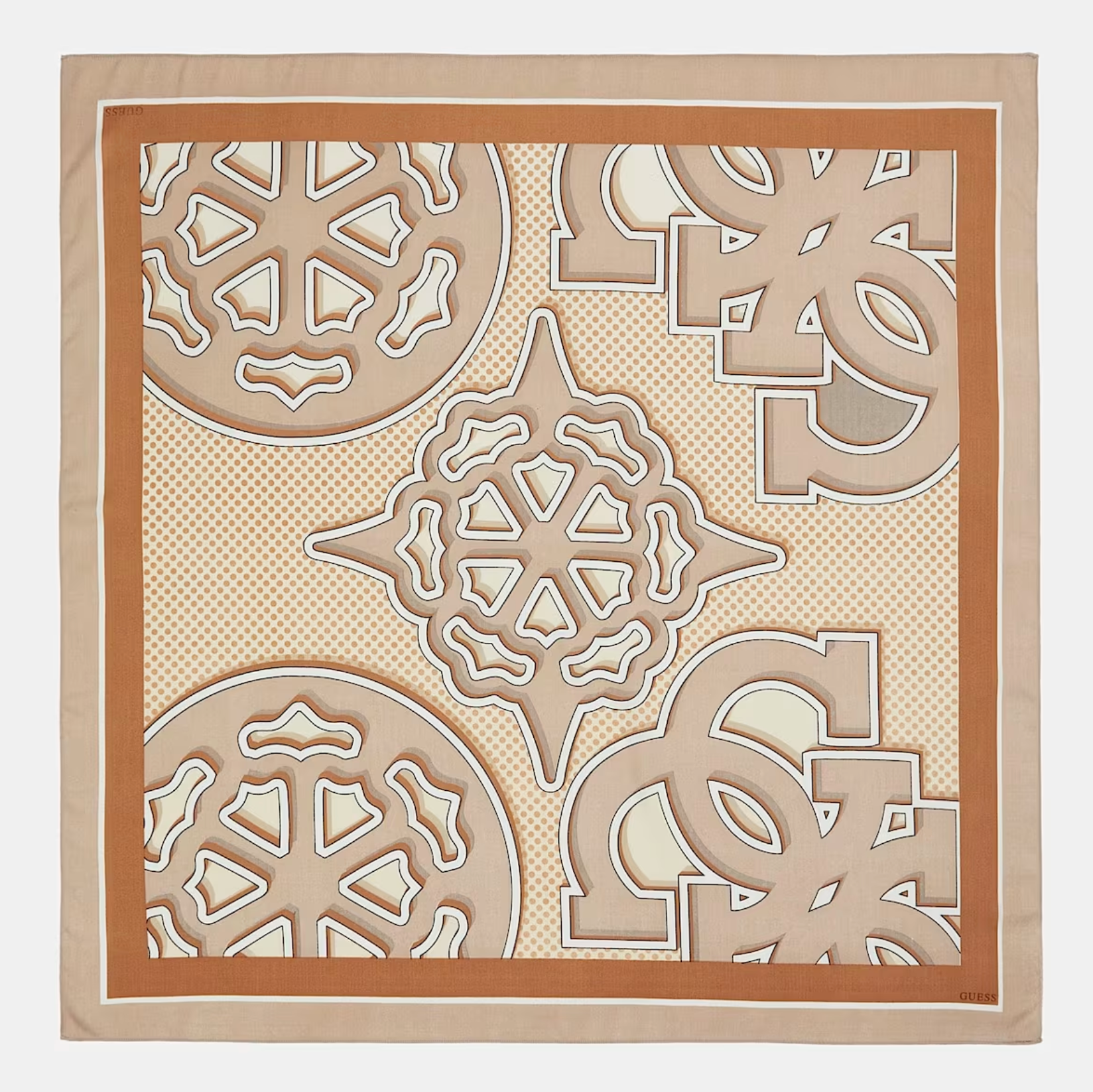 Foulard in raso Guess con stampa grafica Beige TU | Giò Fashion