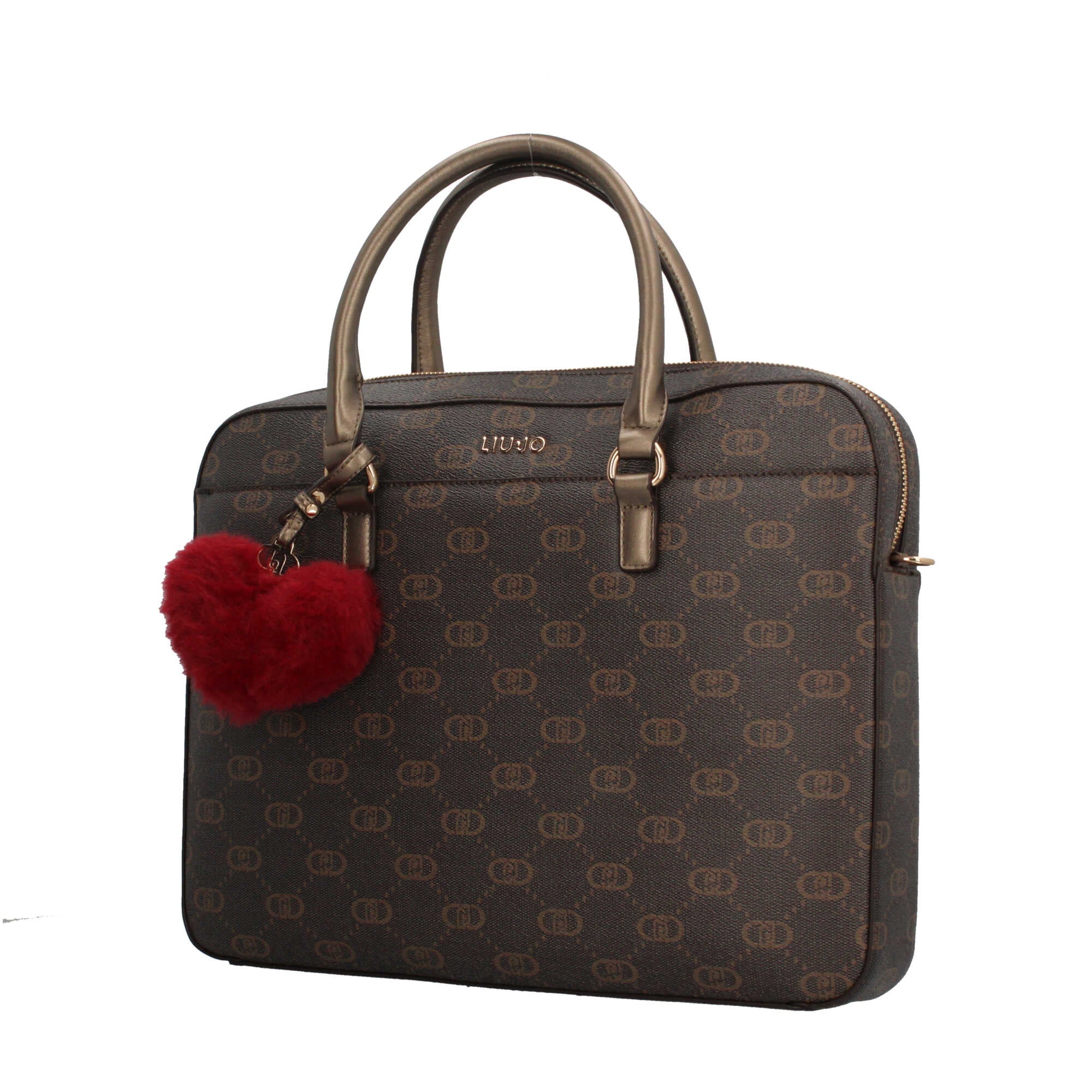 Borsa Liu Jo con Stampa Monogram e Charm Cuore Marrone TU | Giò Fashion