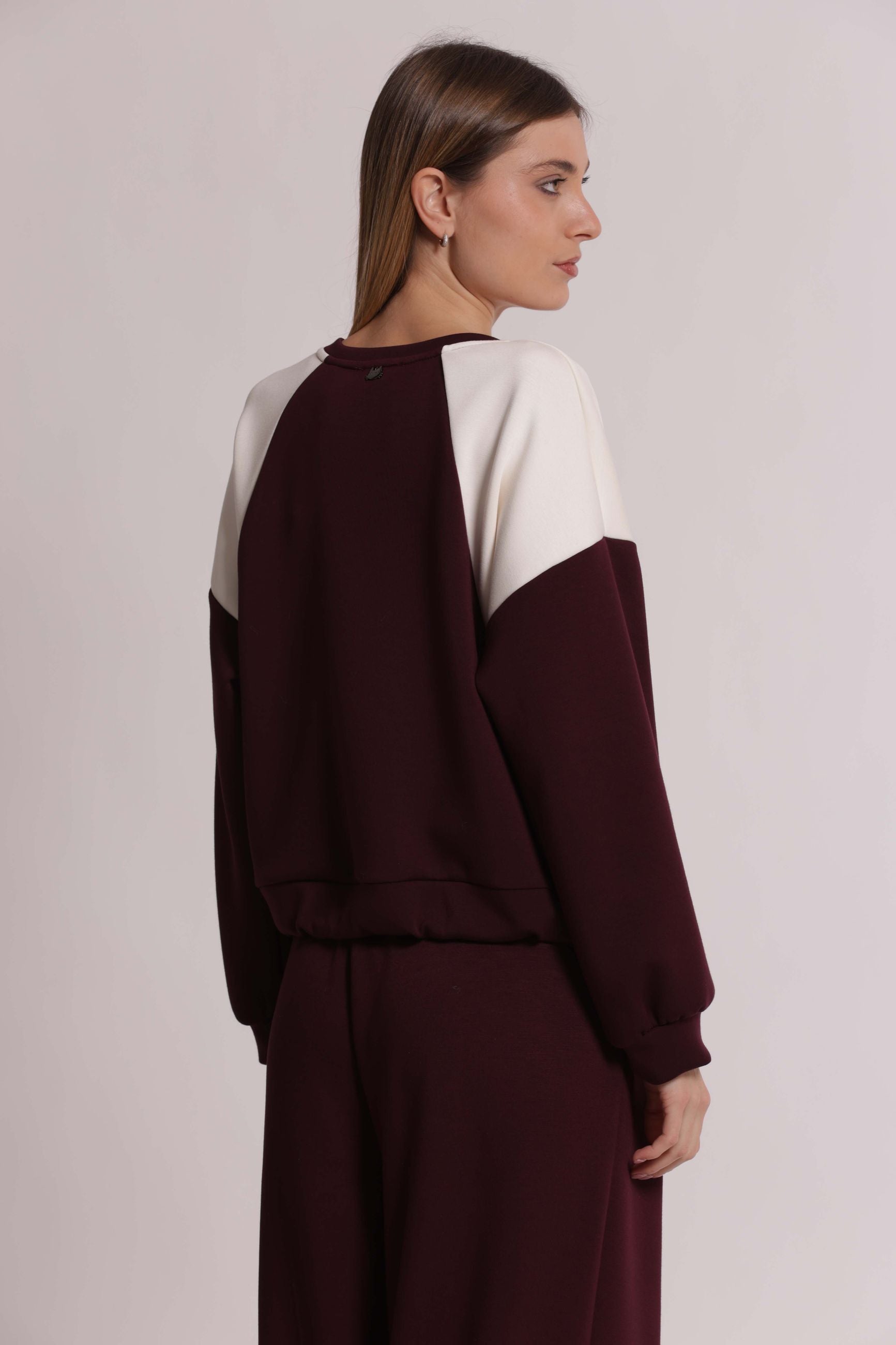Felpa Donna Bicolore in Scuba Crepe con Coulisse Mimi Mua
