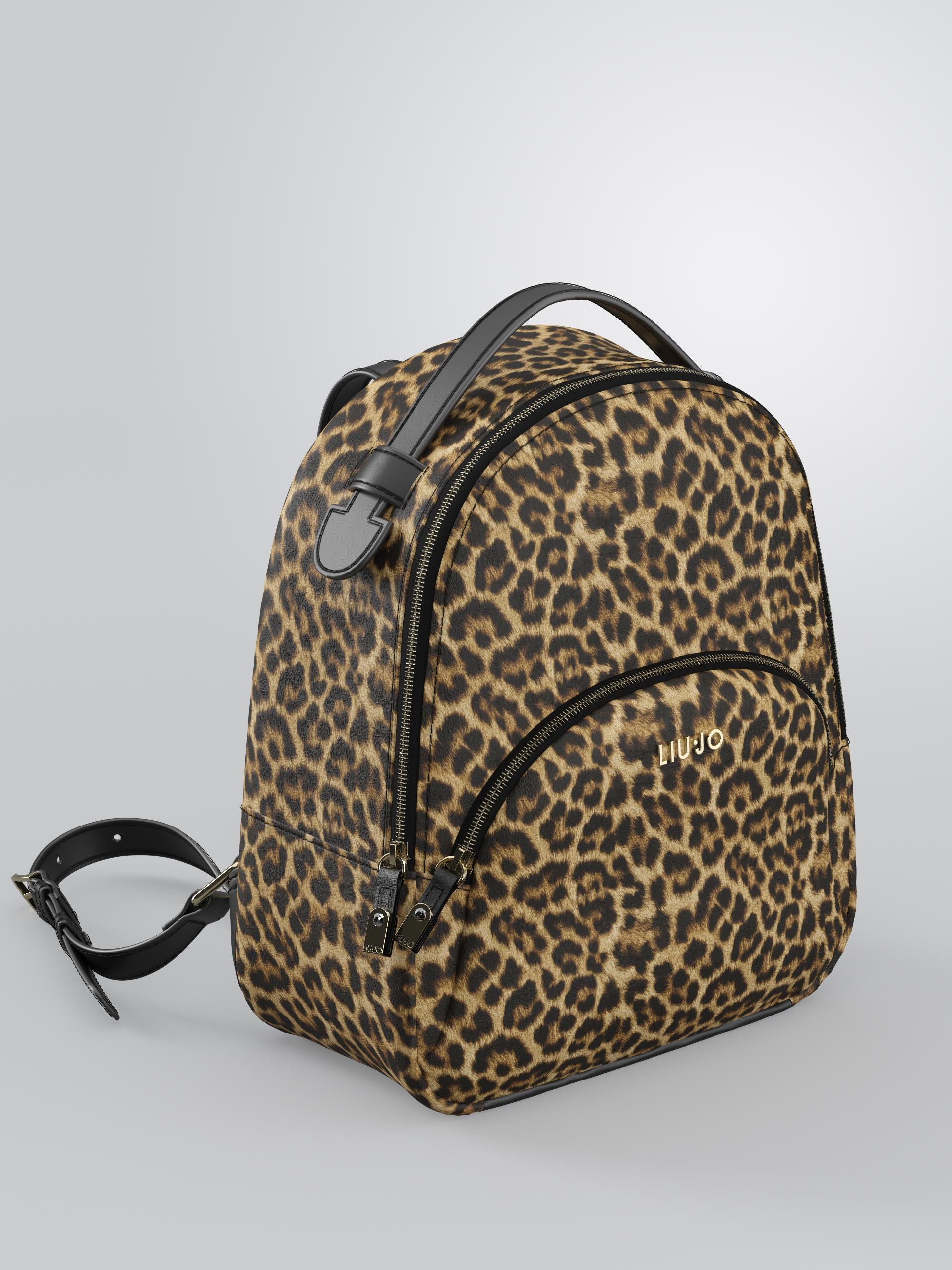 Zaino Liu Jo con stampa animalier e tasca frontale con zip