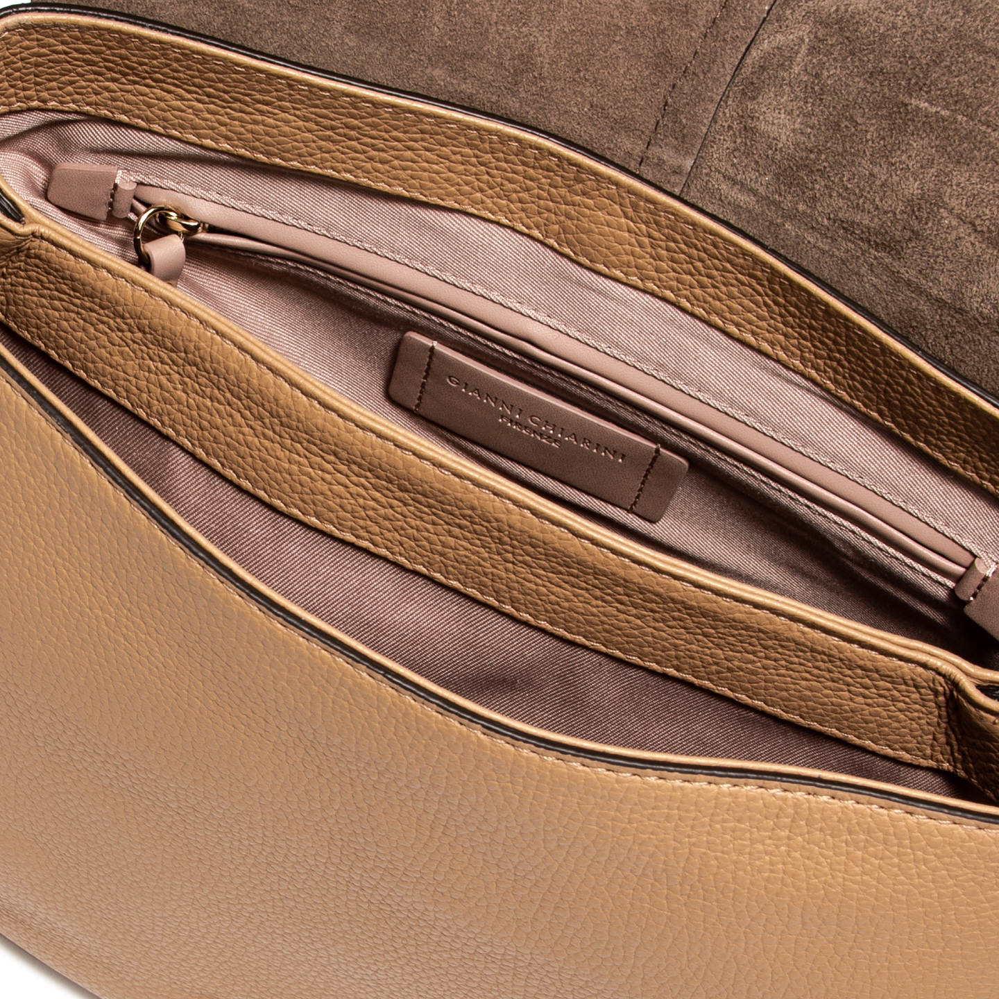 Gianni Chiarini Helena Round borsa a tracolla in pelle martellata con tracolla regolabile Beige TU | Giò Fashion
