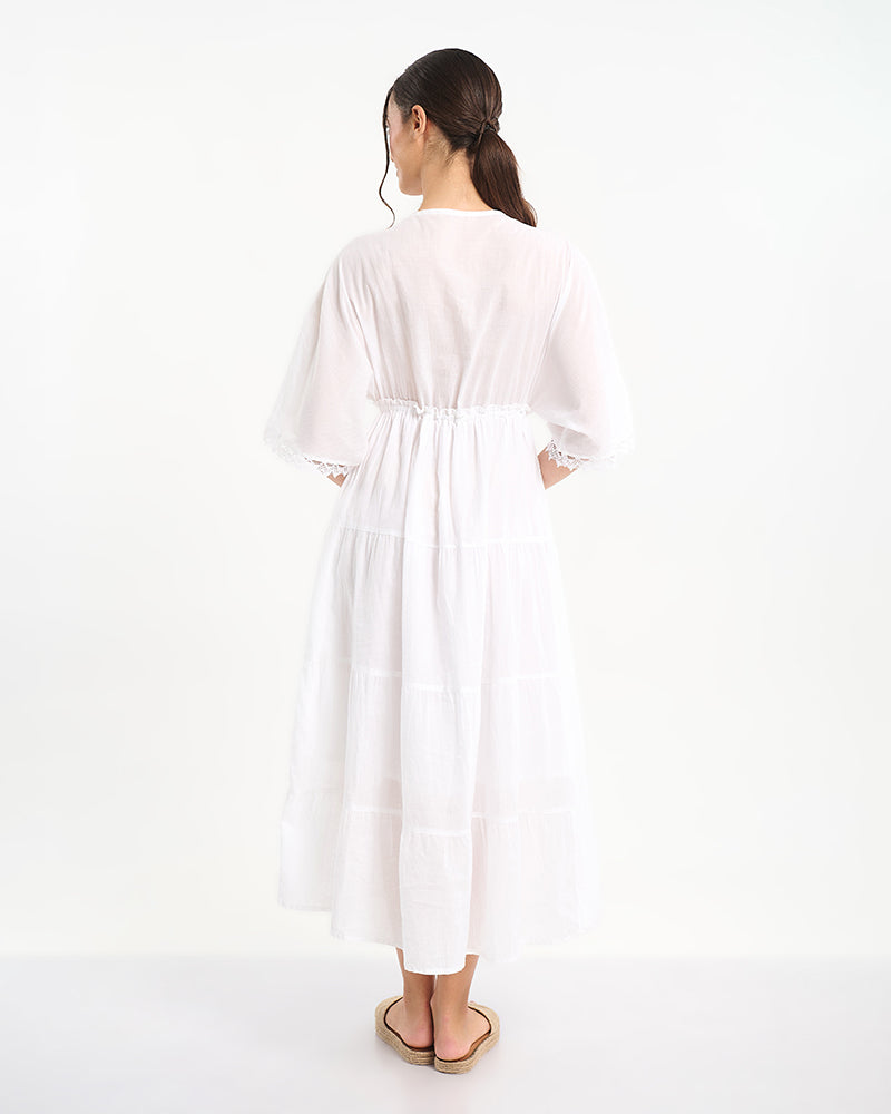 Ble Resort Collection Abito Lungo con Frange sulle Maniche
