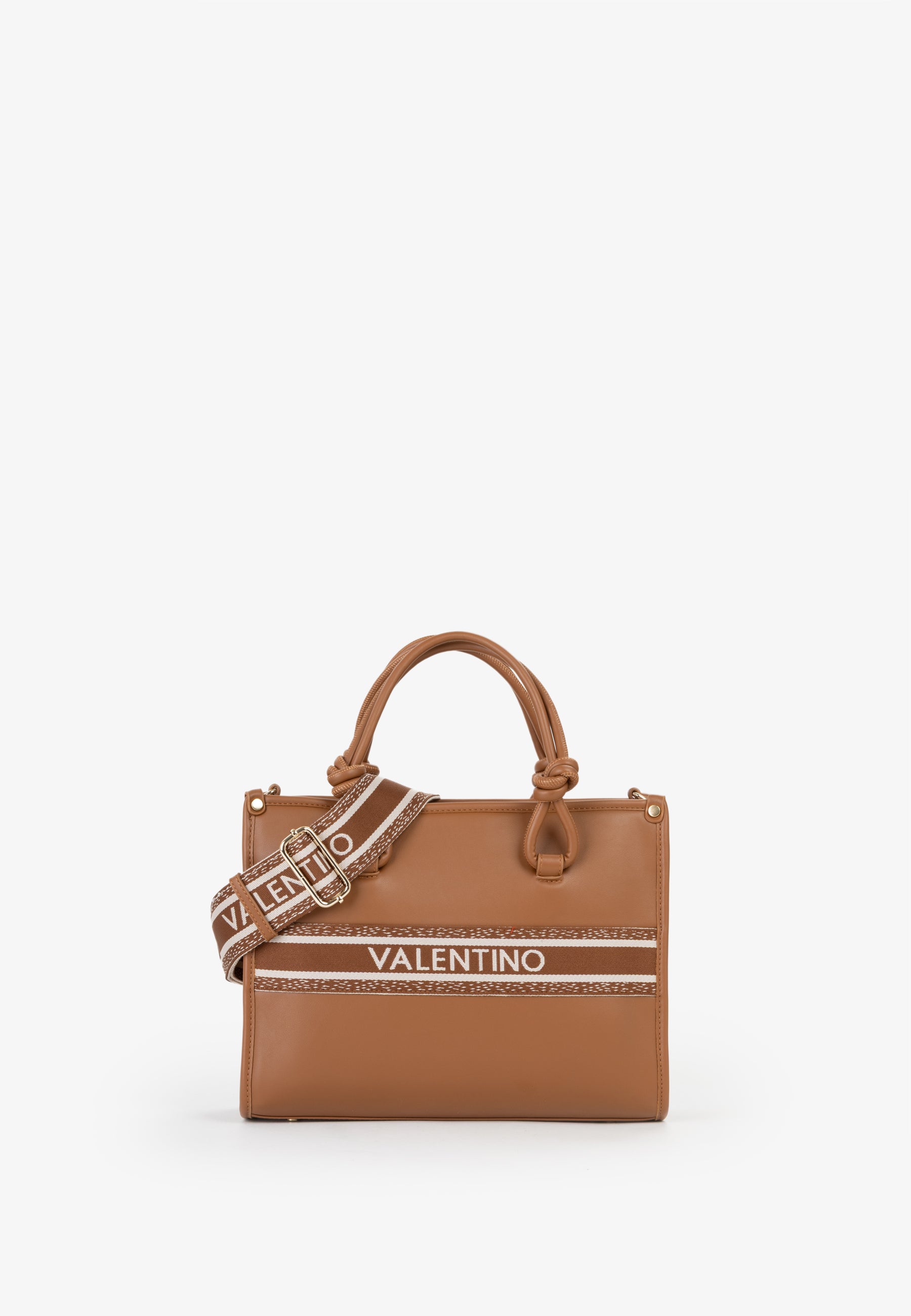 Borsa a mano donna Mario Valentino con tracolla logata e design strutturato Cuoio TU | Giò Fashion